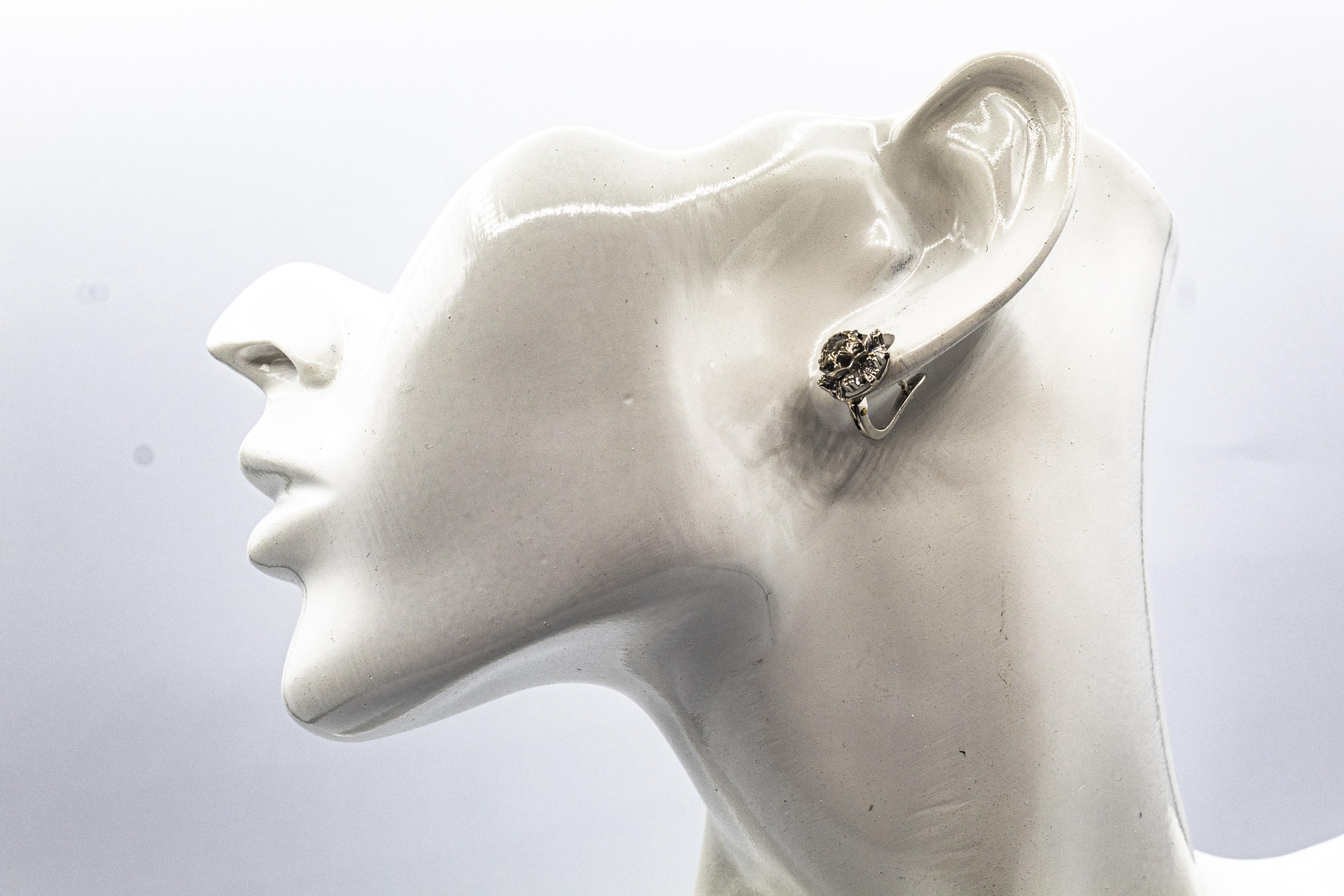 Art Deco Style 0.20 Carat White Rose Cut Diamond White Gold Lever Back Earrings For Sale 8
