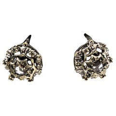 Pendientes de palanca de oro blanco con diamantes talla rosa de 0,20 quilates estilo art déco