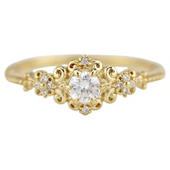 Art Deco Style 0.25 Carat Diamond and 18 Karat Gold Engagement Ring by NOOI JEWE