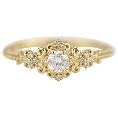 Art Deco Style 0.25 Carat Diamond and 18 Karat Gold Engagement Ring by NOOI JEWE