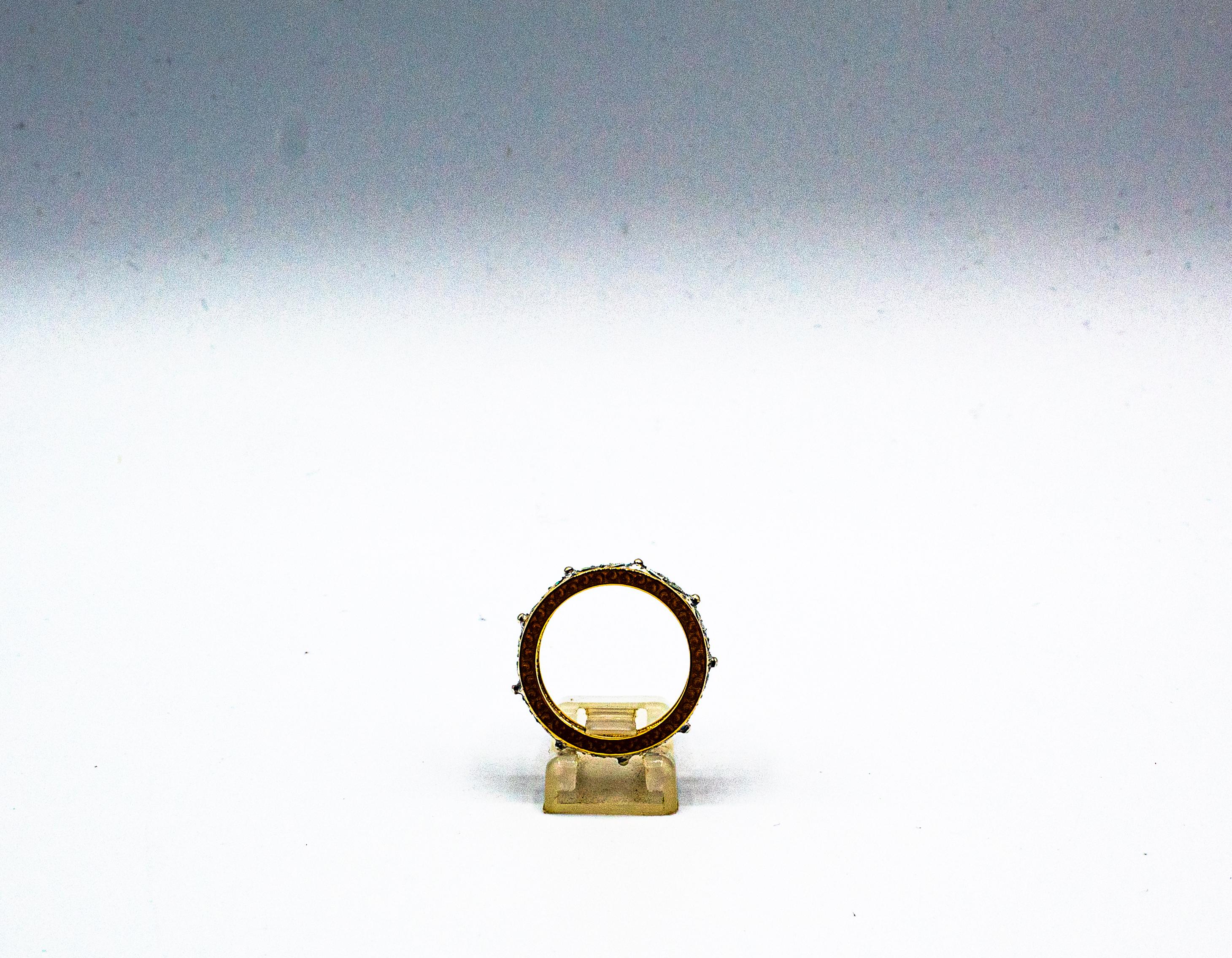 Taglio a rosa Anello in oro giallo con diamante bianco taglio rosa da 0.30 carati in stile Art Deco in vendita