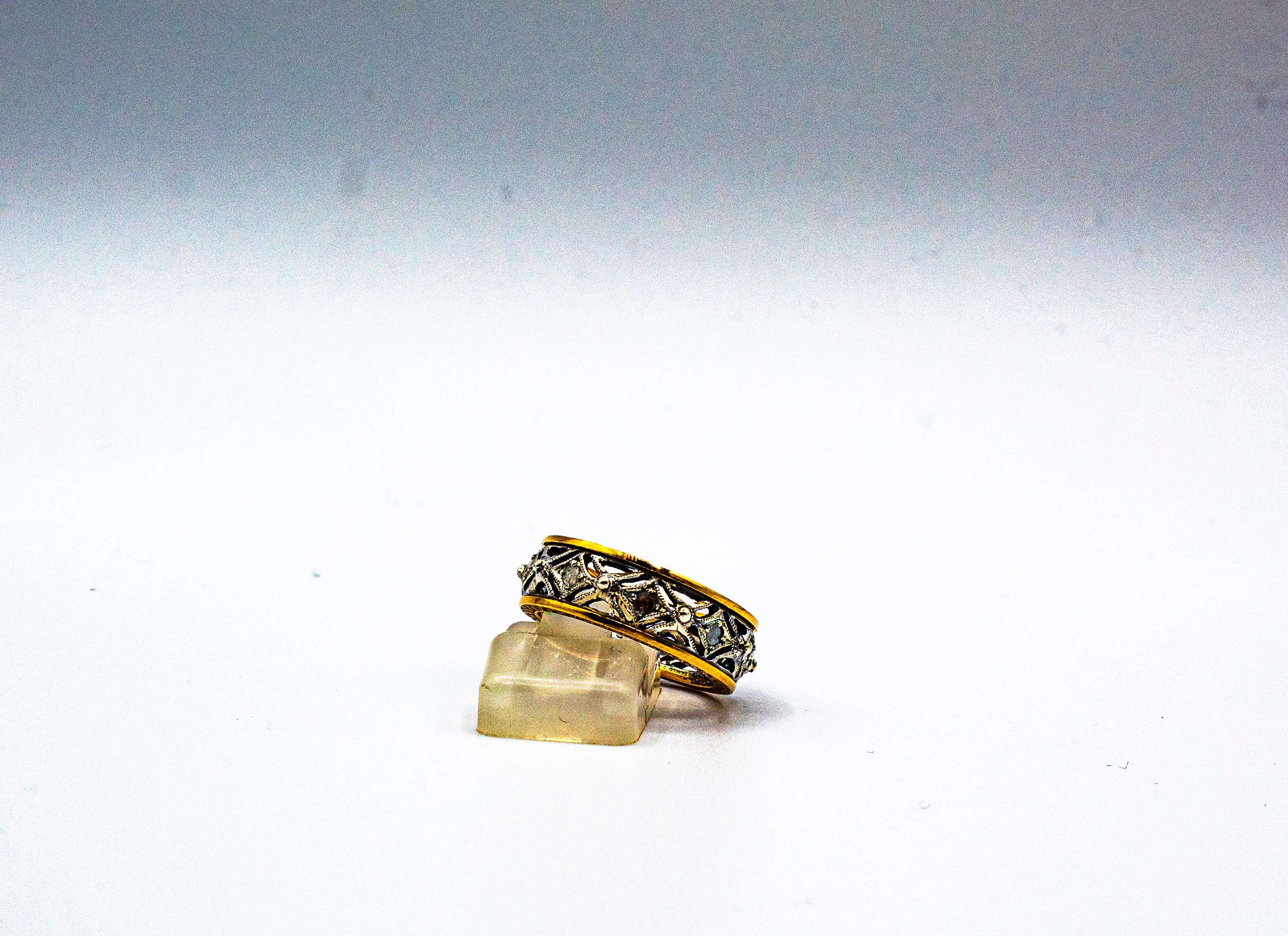 Art Deco Style 0.30 Carat White Rose Cut Diamond Yellow Gold Band Ring For Sale 2