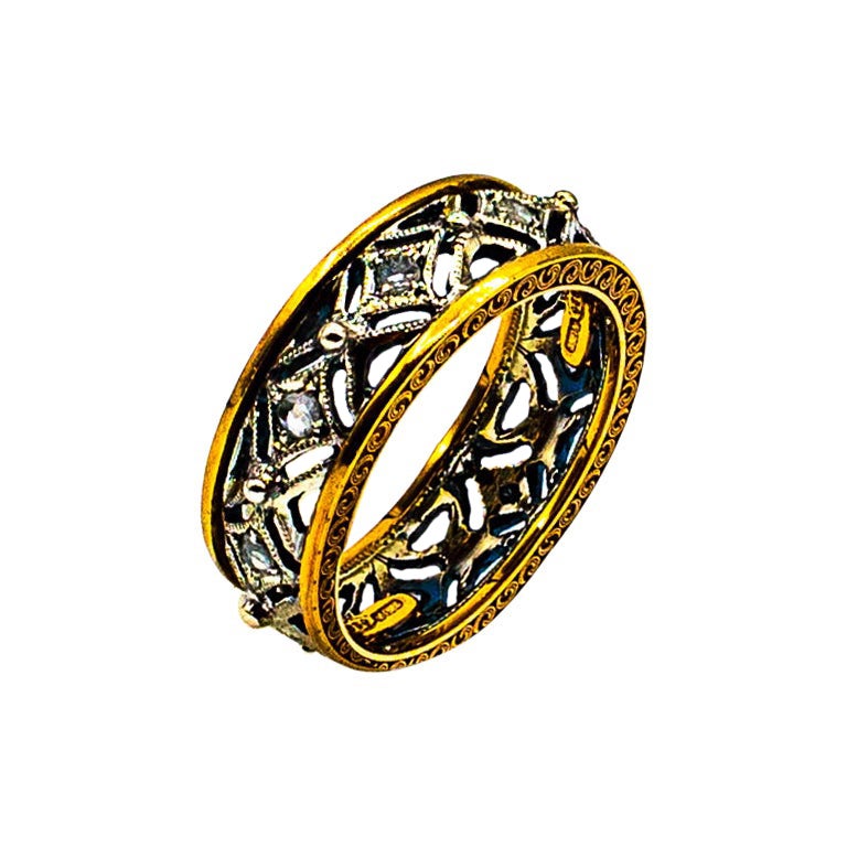 Anello in oro giallo con diamante bianco taglio rosa da 0.30 carati in stile Art Deco