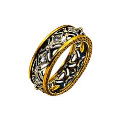 Anello in oro giallo con diamante bianco taglio rosa da 0.30 carati in stile Art Deco