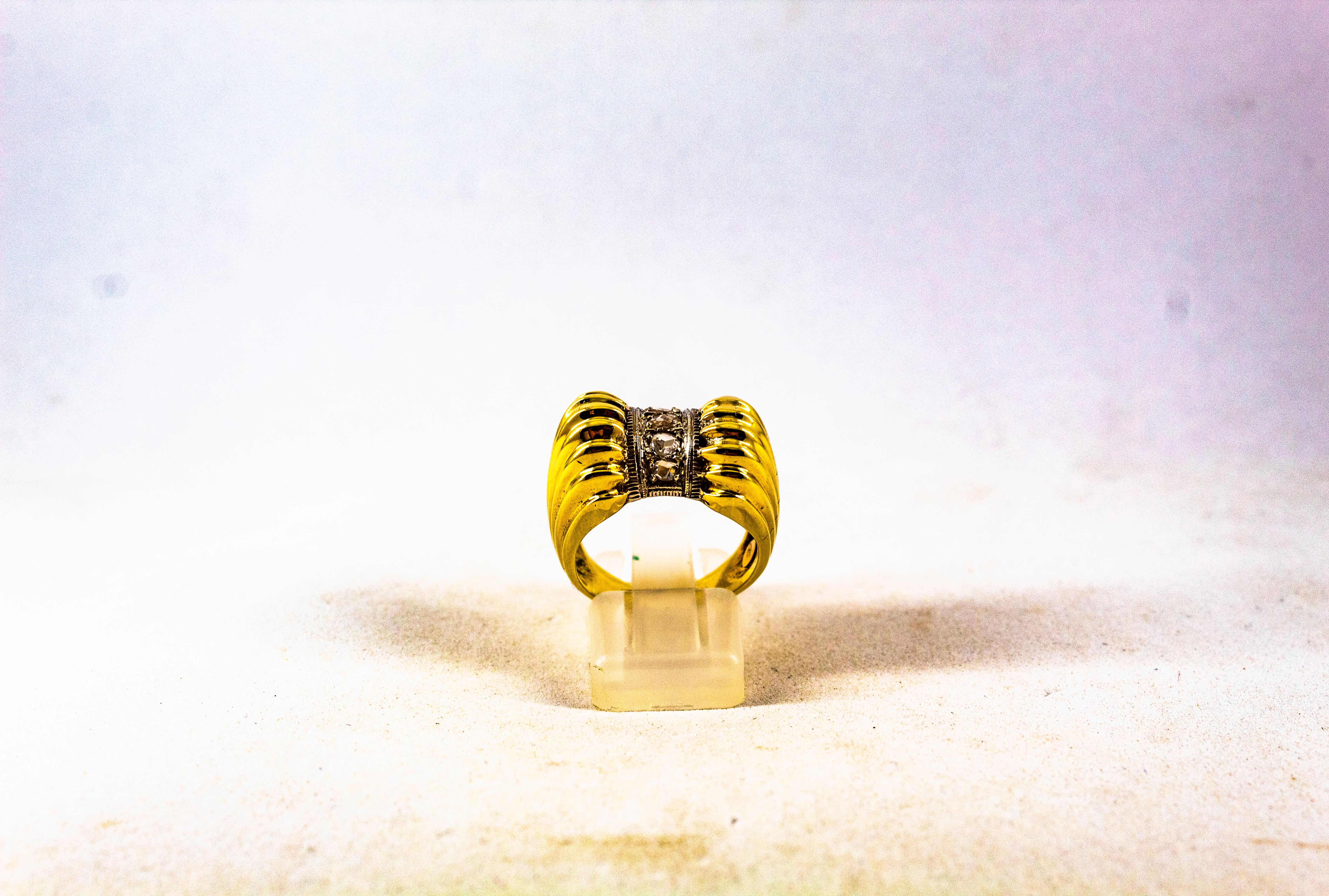 This Ring is made of 9K Yellow Gold.
This Ring has 0.30 Carats of White Rose Cut Diamonds.
Size ITA: 14 1/2 USA: 7

We're a workshop so every piece is handmade, customizable and resizable.