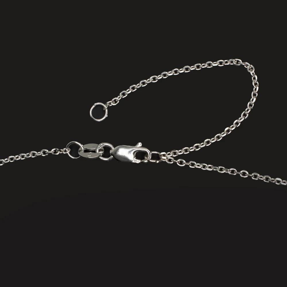 Taille ronde Pendentif de style Art déco en or blanc 14 carats, diamant européen ancien de 0,30 carat et onyx en vente