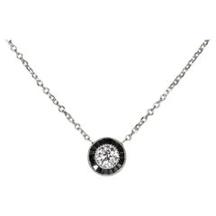 Art Deco Style 0.30ct Old Euro Diamond & Onyx Pendant in 14K White Gold