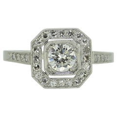 Art Deco Style 0.37 Carat Cushion Diamond Cluster Ring