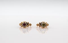 Art Deco Style 0.40 Carat White Round Cut Diamond Peridot Yellow Gold Ring