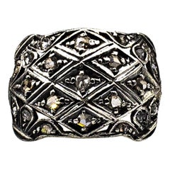 Vintage Art Deco Style 0.45 Carat White Rose Cut Diamond Yellow Gold Cocktail Ring