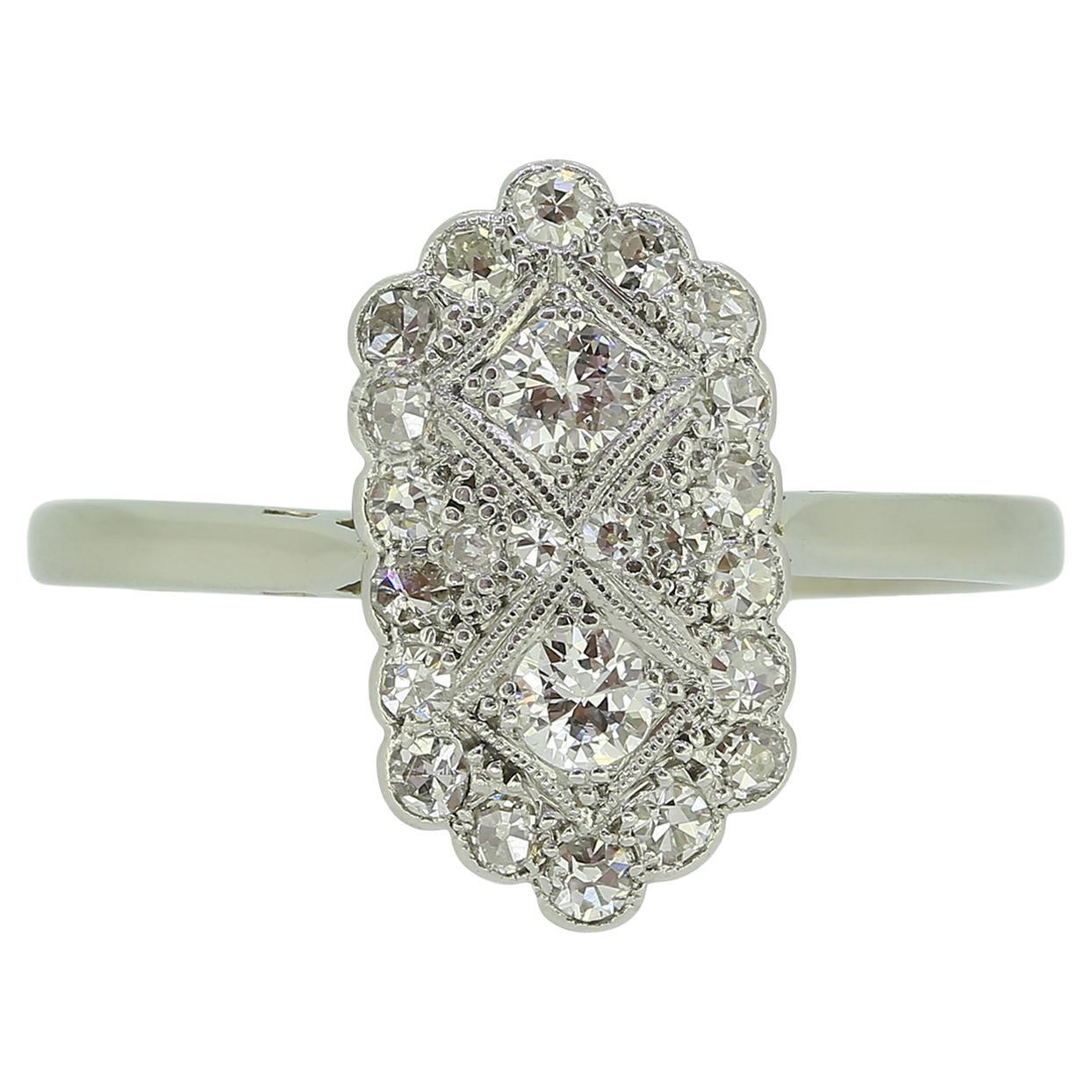 Anello con placca di diamanti da 0,50 carati in stile Art Deco