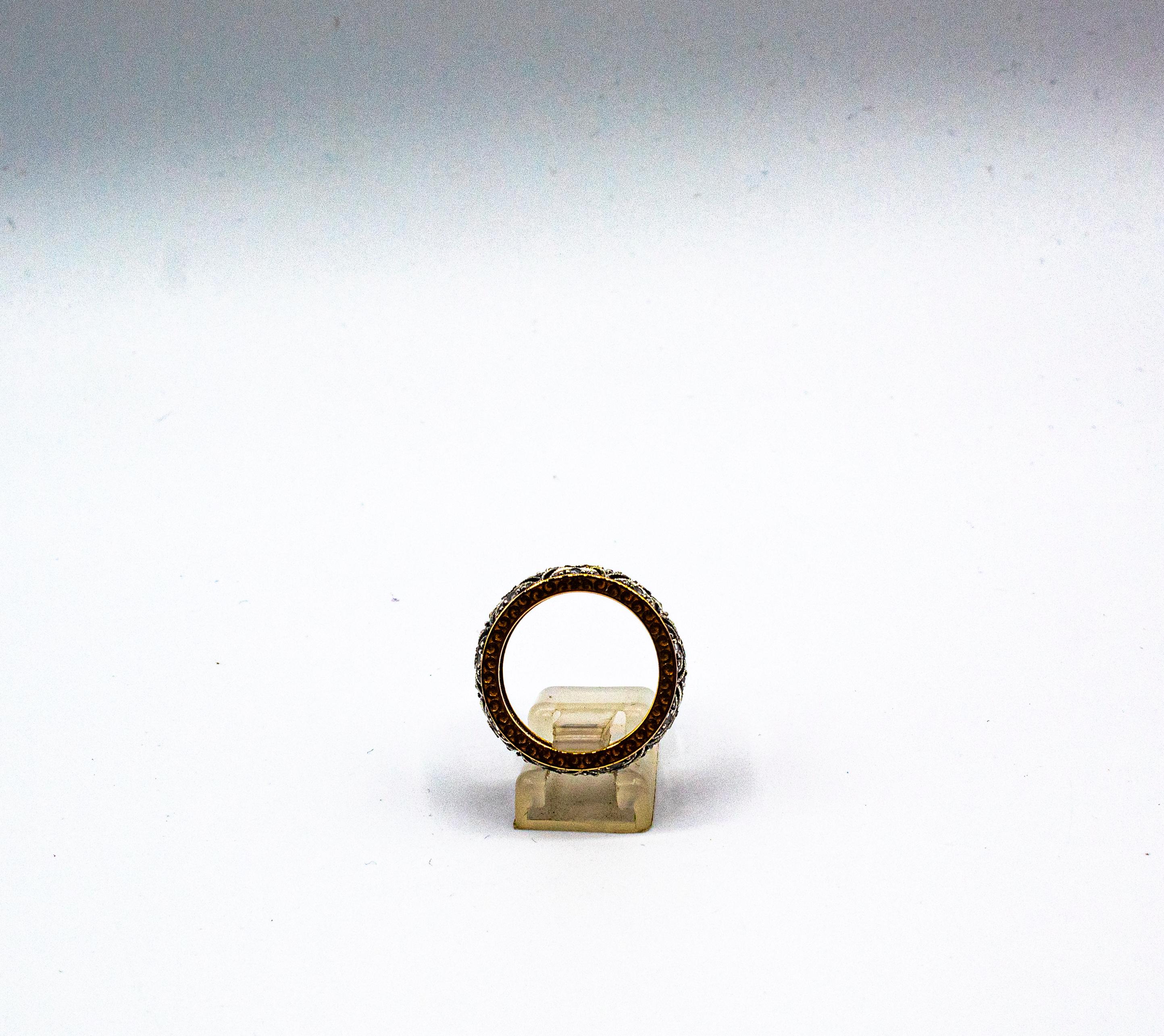 Taglio a rosa Anello in oro giallo con diamante bianco taglio rosa da 0,50 carati in stile Art Deco in vendita