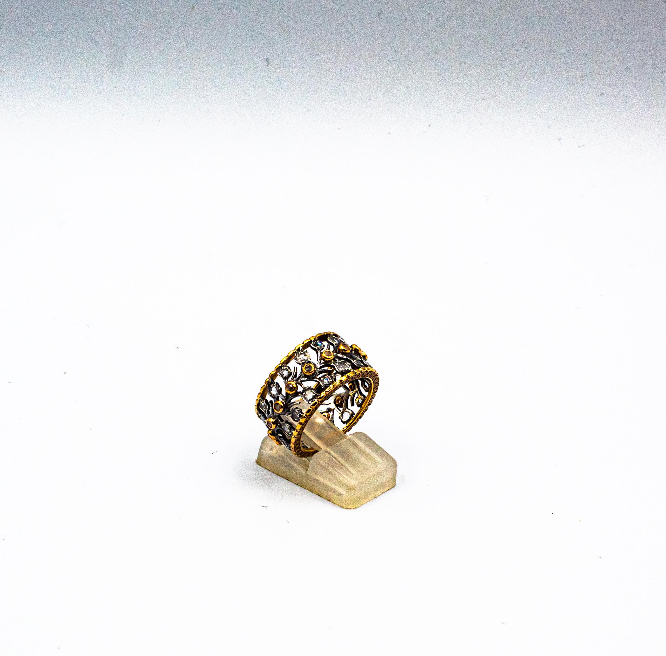 Anillo de oro amarillo con diamante talla rosa blanco de 0,50 quilates estilo art déco Corte rosa en venta
