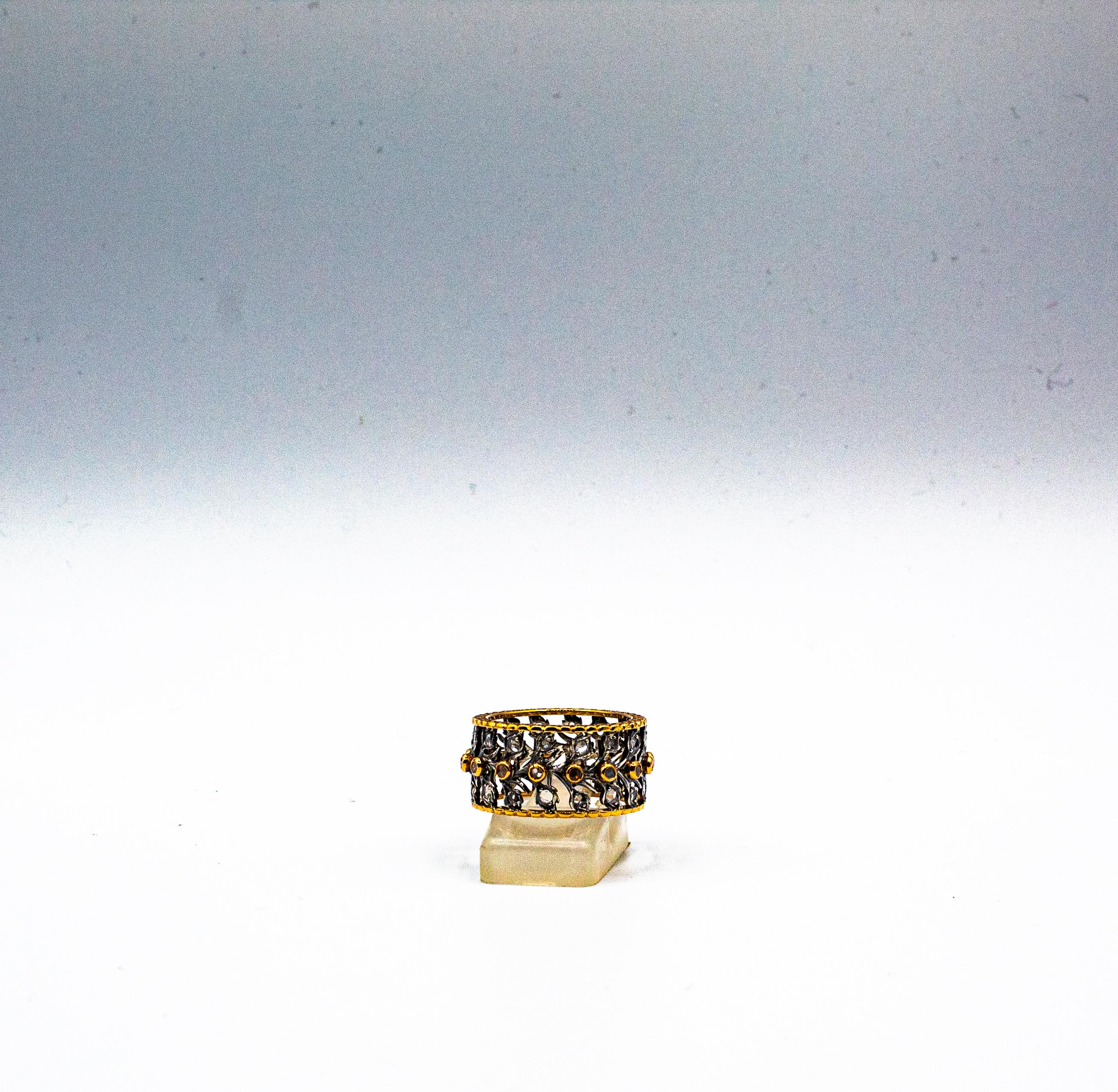 Anillo de oro amarillo con diamante talla rosa blanco de 0,50 quilates estilo art déco en Nuevo estado para la venta en Naples, IT