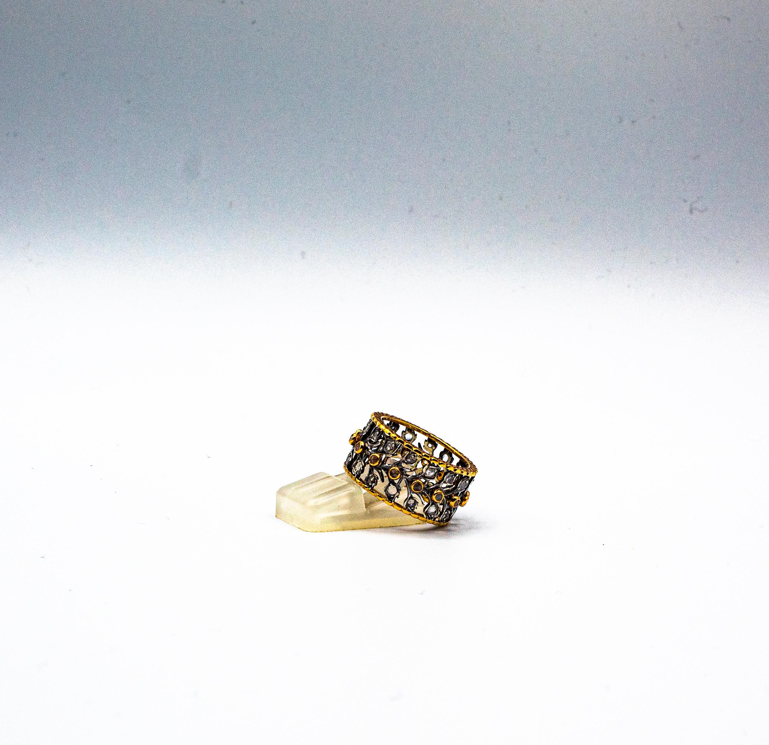 Anillo de oro amarillo con diamante talla rosa blanco de 0,50 quilates estilo art déco en venta 1