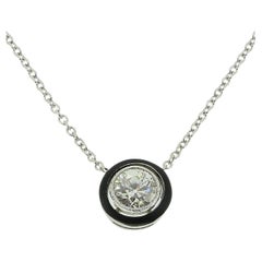 Art Deco Style 0.60 Carat Diamond and Enamel Necklace