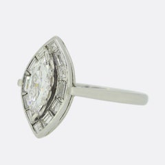 Art Deco Style 0.60 Carat Marquise Cut Diamond Ring