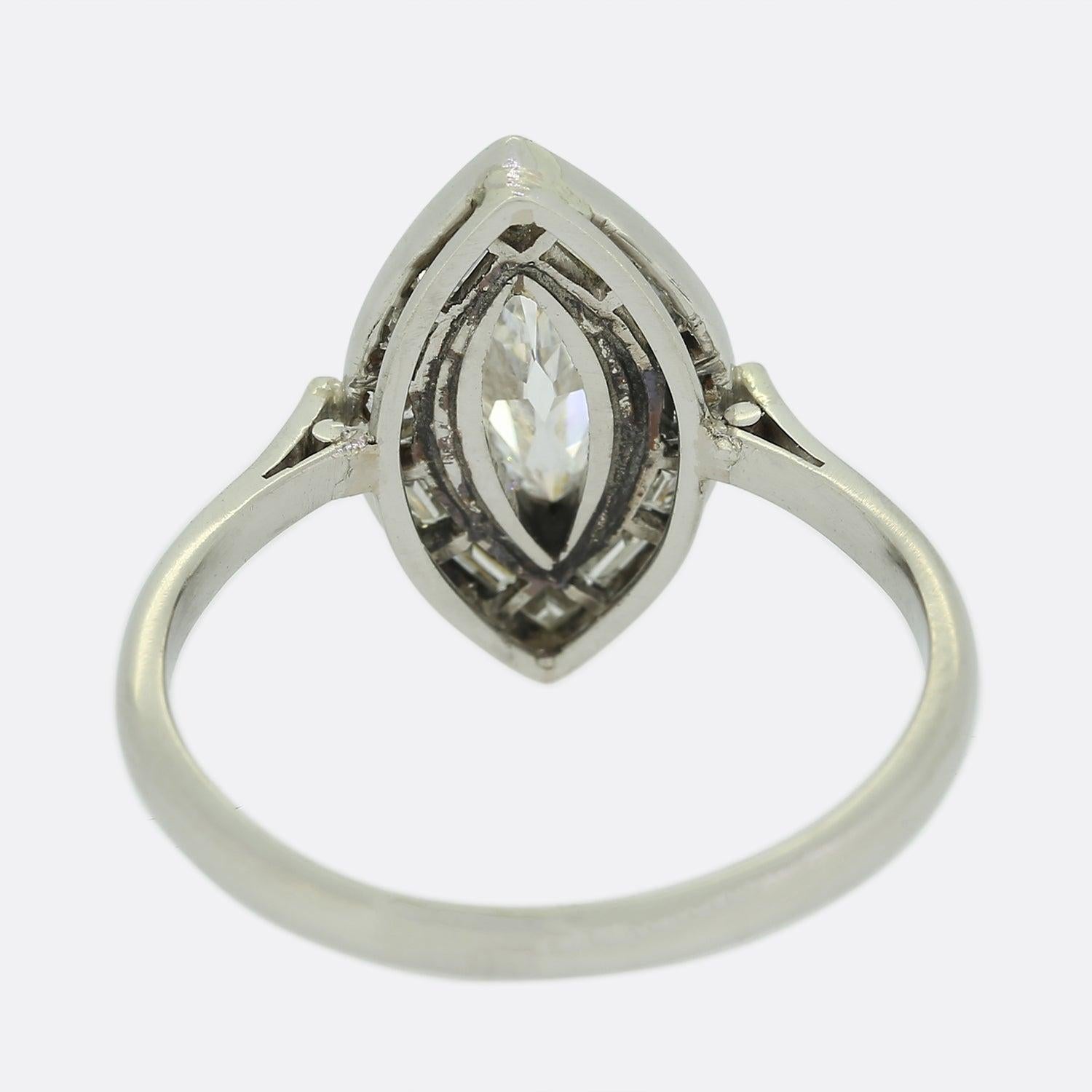 Women's Art Deco Style 0.60 Carat Marquise Cut Diamond Ring For Sale
