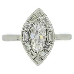 Diamantring im Art-déco-Stil mit 0,60 Karat im Marquise-Schliff
