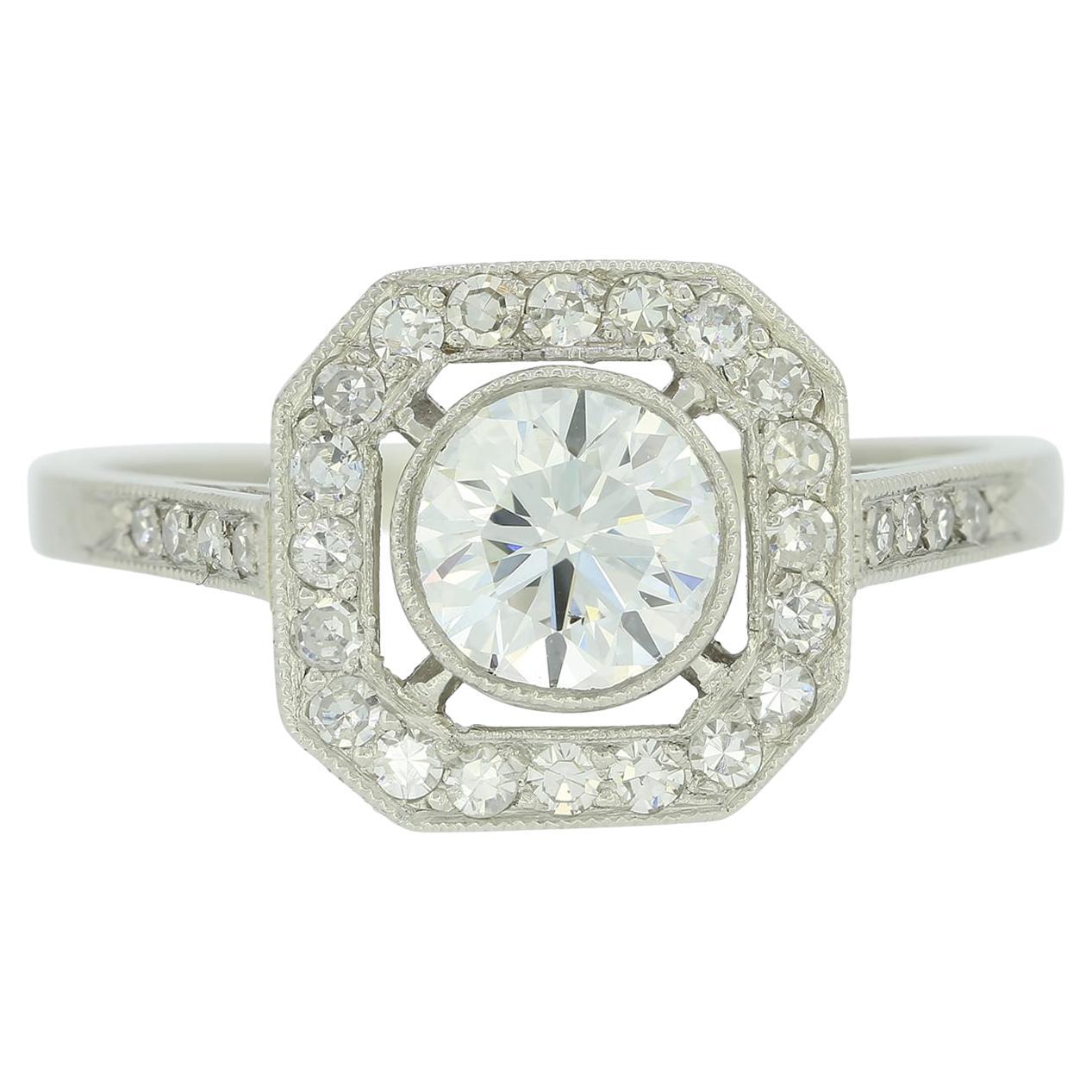 Anillo Racimo de Diamantes Estilo Art Decó 0,70 Quilates