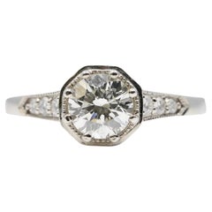 Vintage Art Deco Style 0.70ct Diamond Engagement Ring in 14K White Gold
