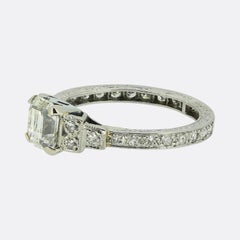 Art Deco Style 0.73 Carat Asscher Cut Diamond Engagement Ring Size K (50)
