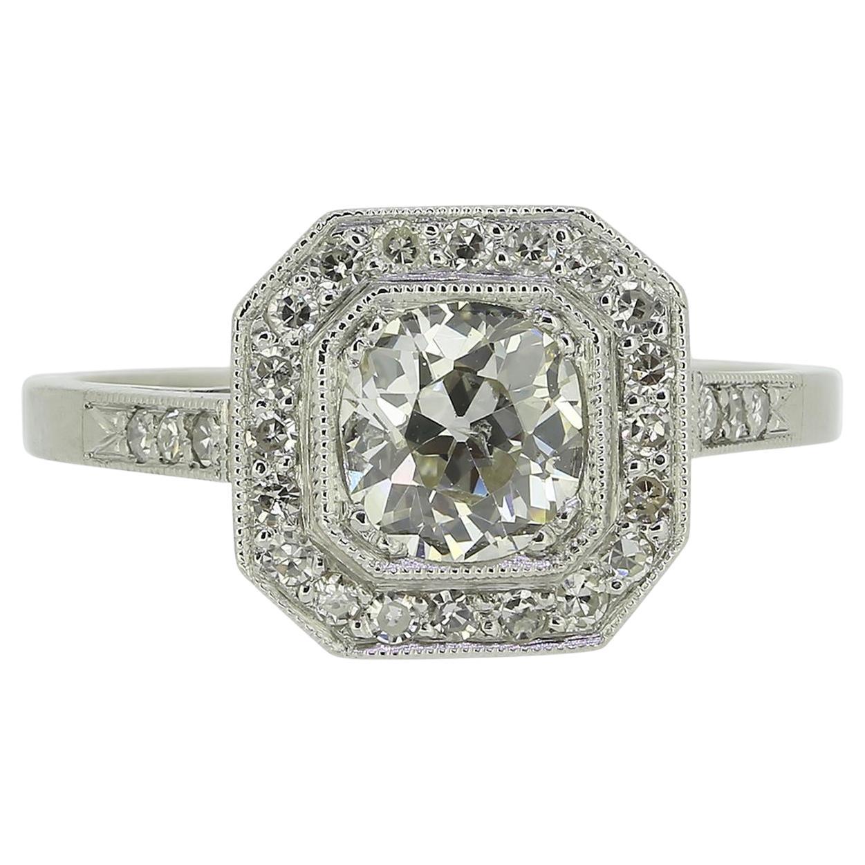Art Deco Style 0.75 Carat Diamond Cluster Ring