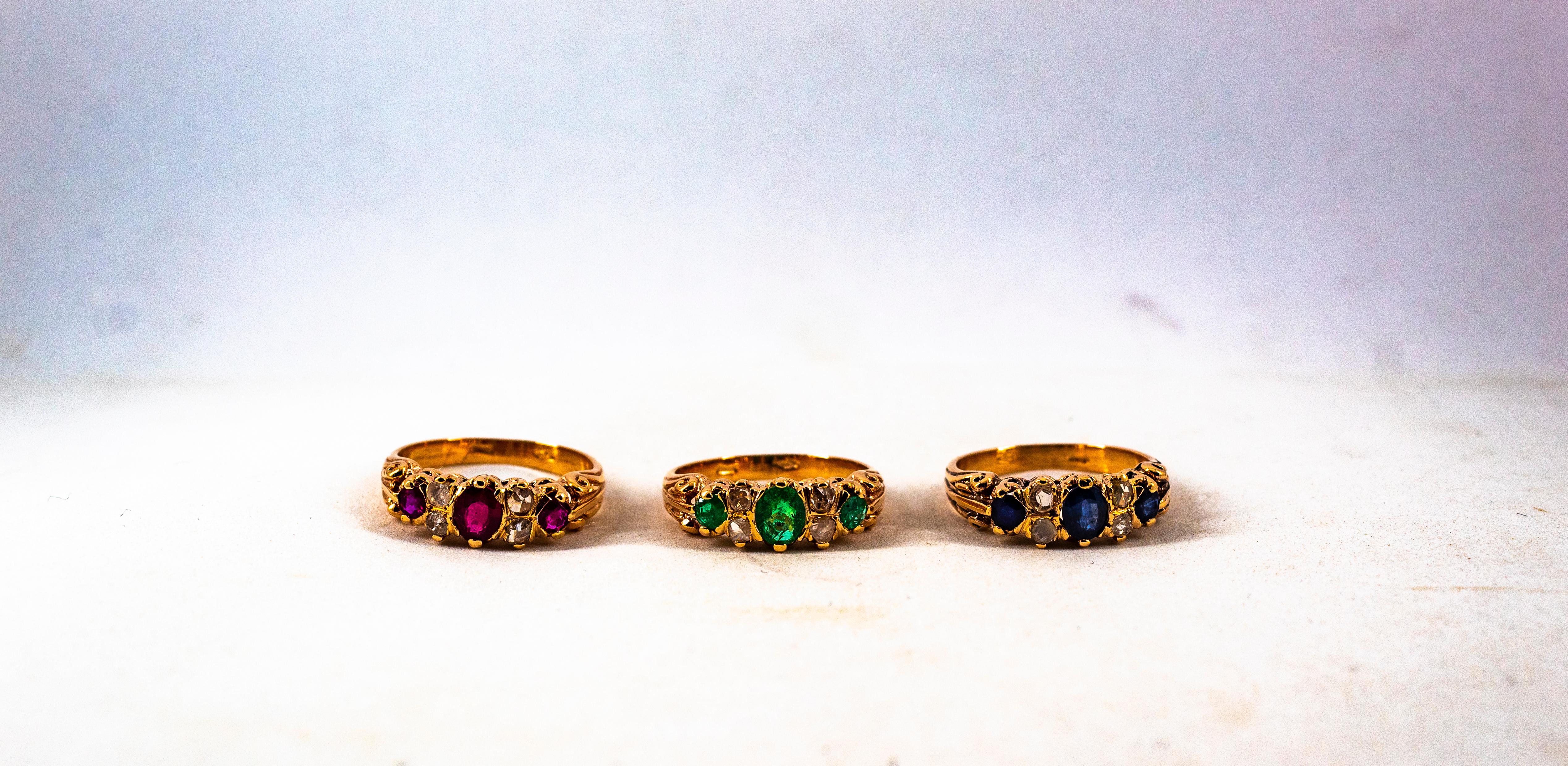 Bague en or jaune de style Art déco avec diamants taille rose de 0,75 carat et rubis de taille ovale en vente 3