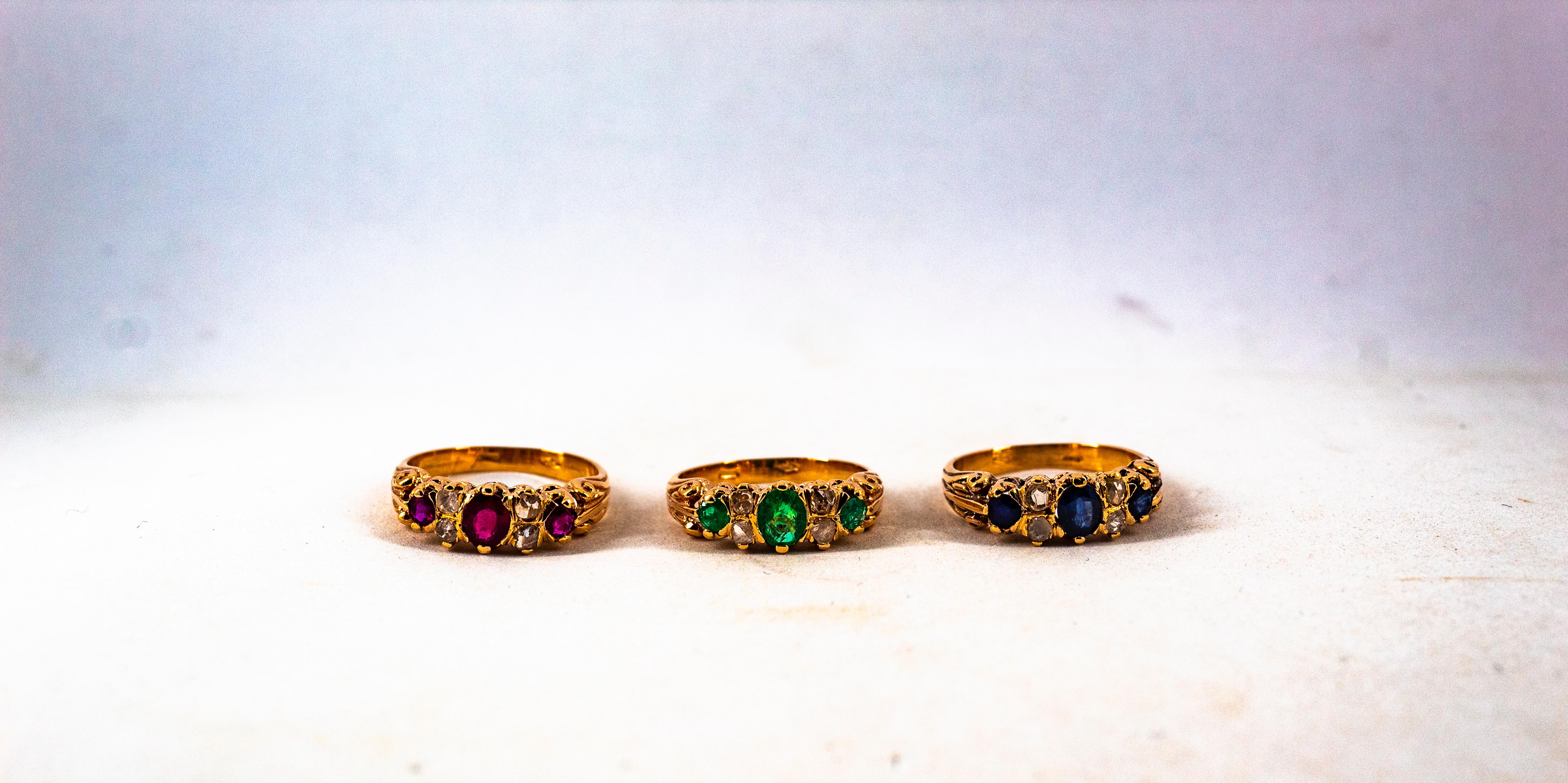 Bague en or jaune de style Art déco avec diamants taille rose de 0,75 carat et rubis de taille ovale en vente 4