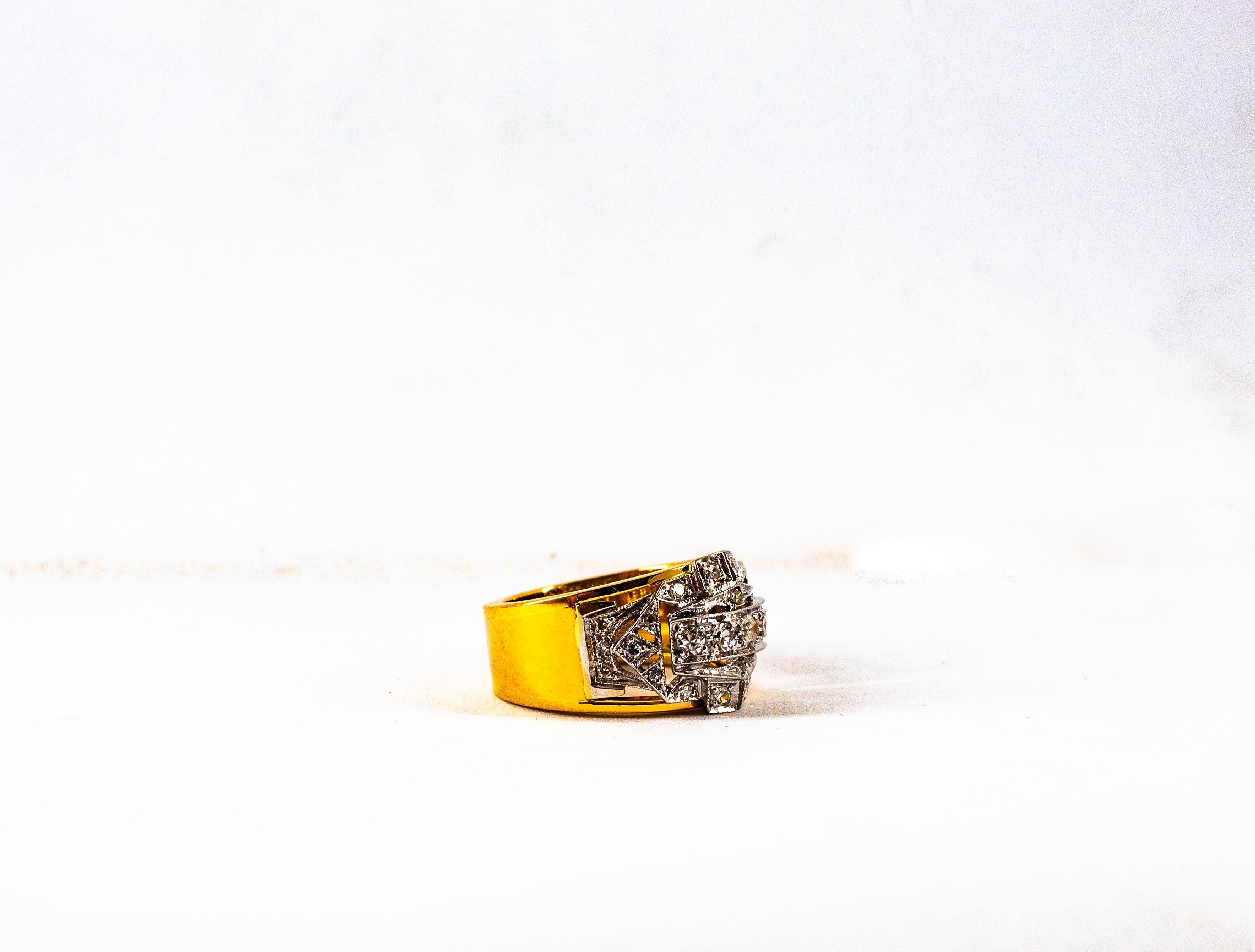 Art Deco Style 0.75 Carat White Old European Cut Diamond Yellow Gold Ring For Sale 7