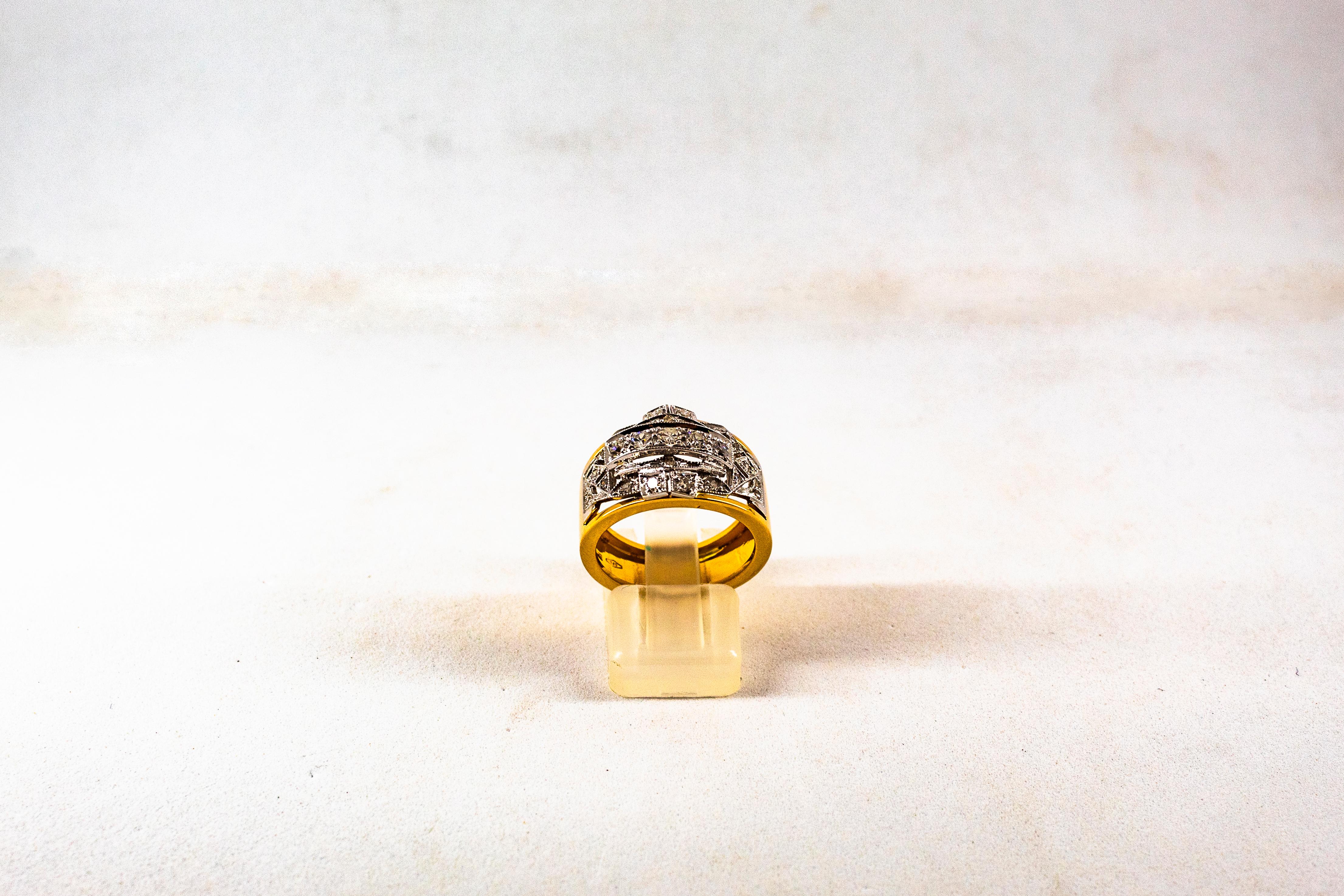 Gelbgoldring mit 0,75 Karat Diamant im alteuropäischen Diamantschliff im Art-déco-Stil (Art déco) im Angebot