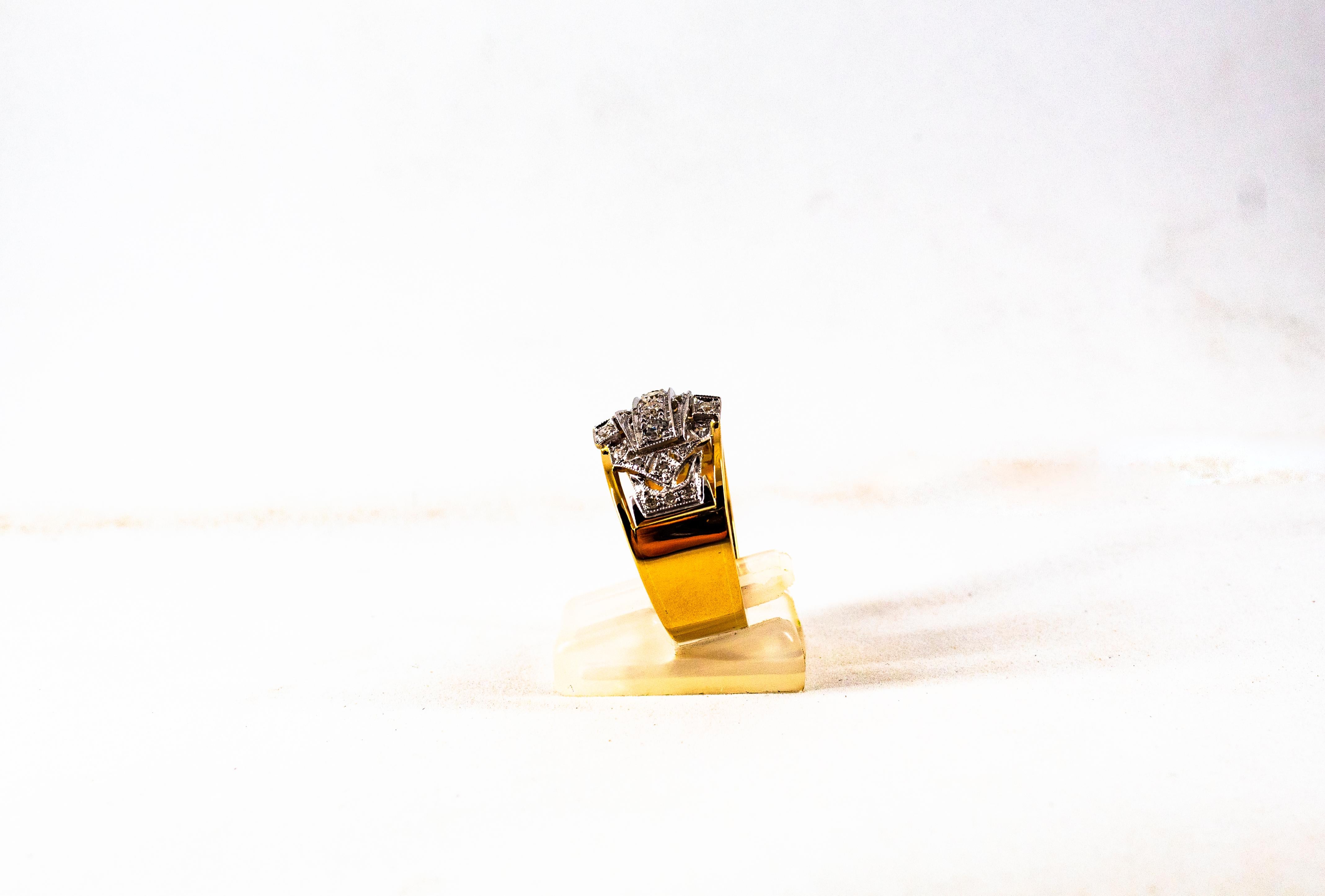 Gelbgoldring mit 0,75 Karat Diamant im alteuropäischen Diamantschliff im Art-déco-Stil im Zustand „Neu“ im Angebot in Naples, IT