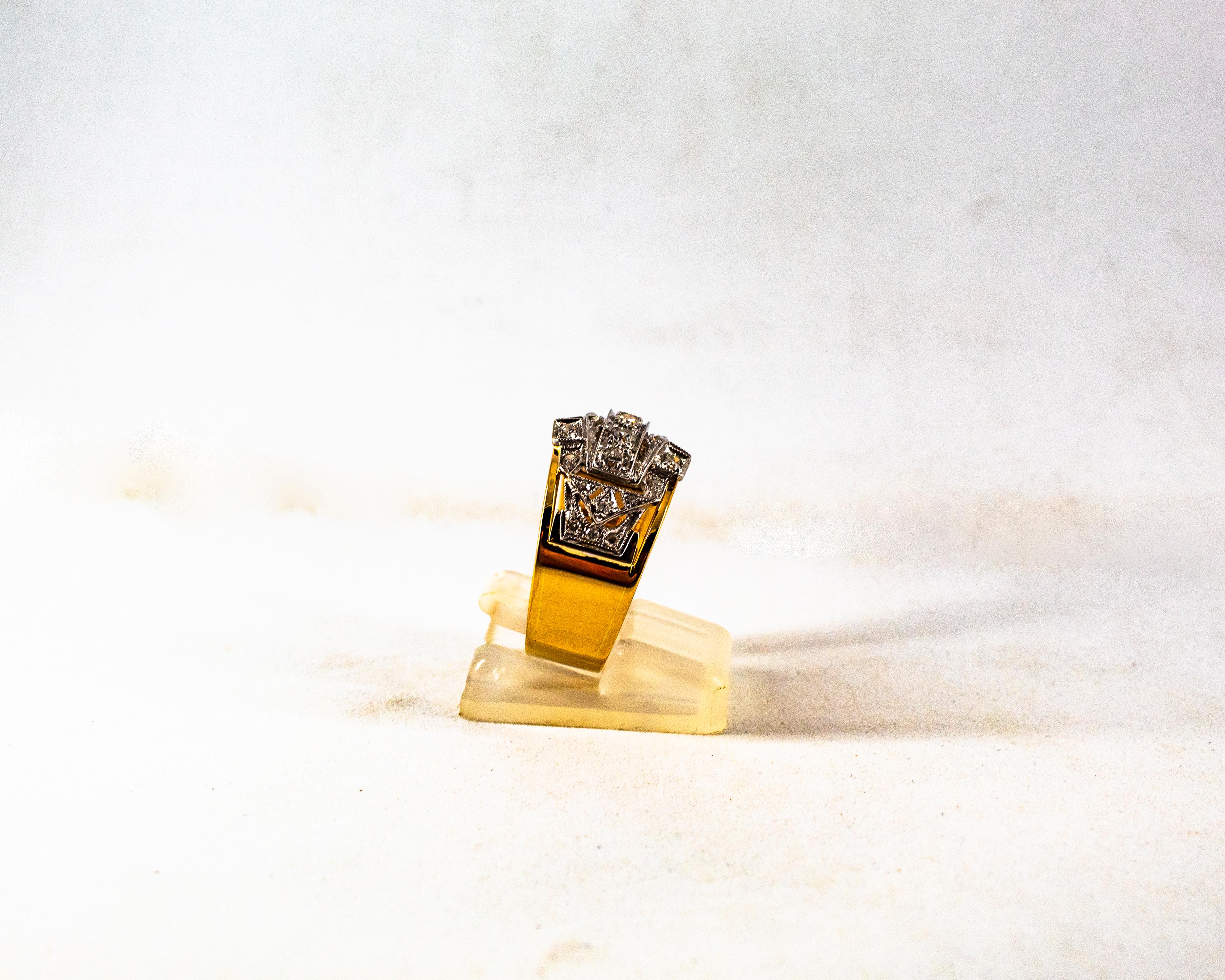 Art Deco Style 0.75 Carat White Old European Cut Diamond Yellow Gold Ring For Sale 3