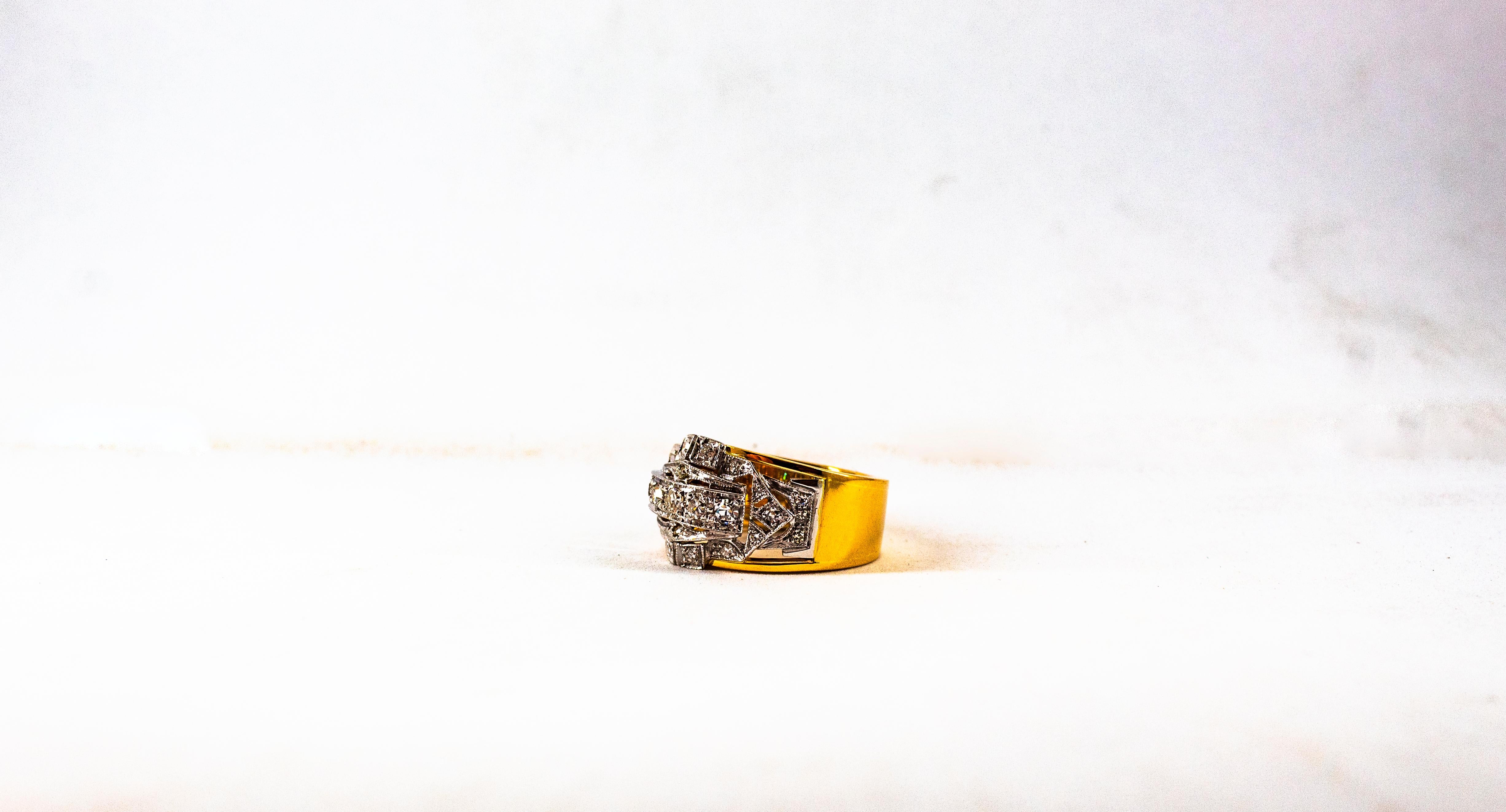 Art Deco Style 0.75 Carat White Old European Cut Diamond Yellow Gold Ring For Sale 4