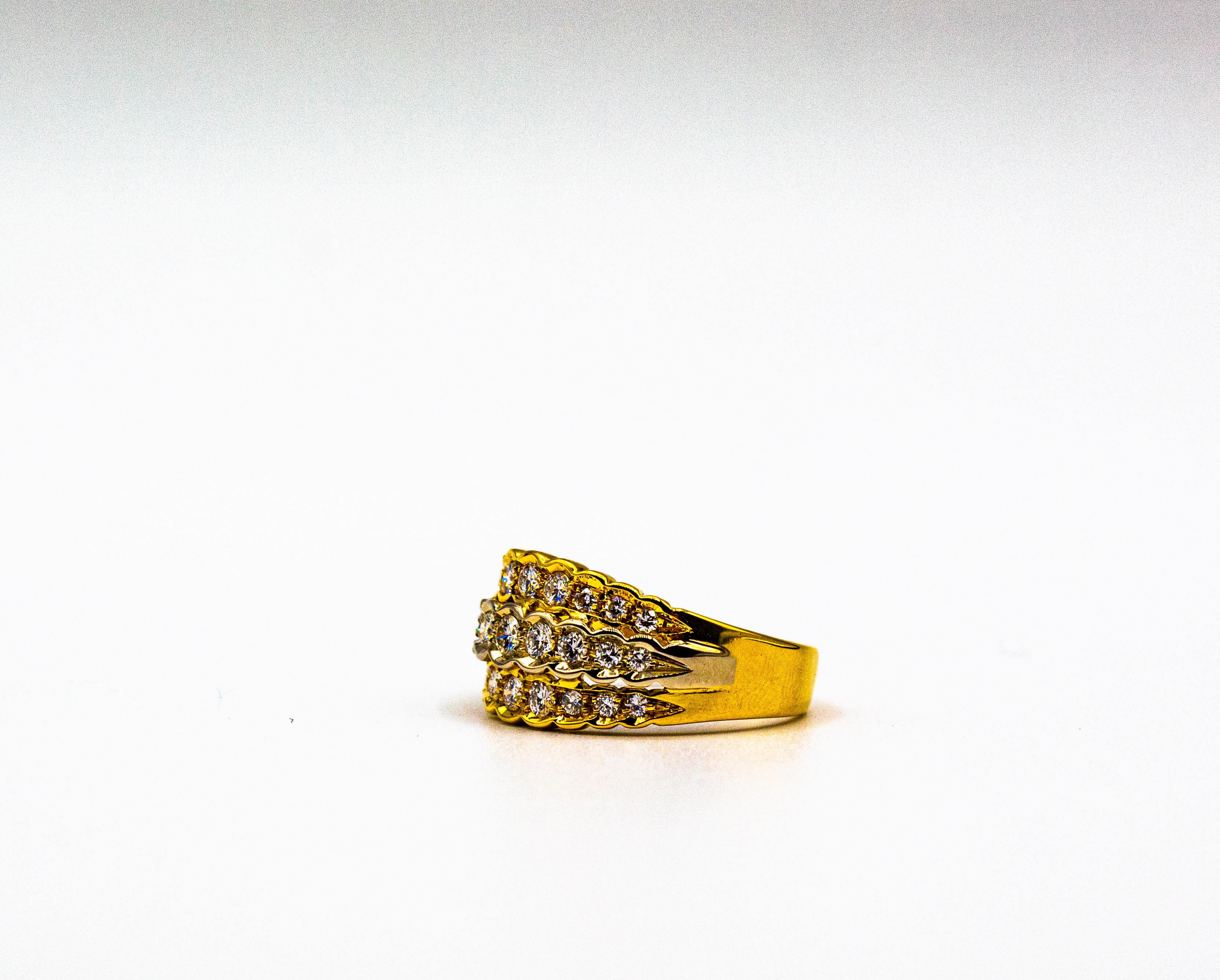Art Deco Style 0.80 Carat White Brilliant Cut Diamond Yellow Gold Band Ring For Sale 6