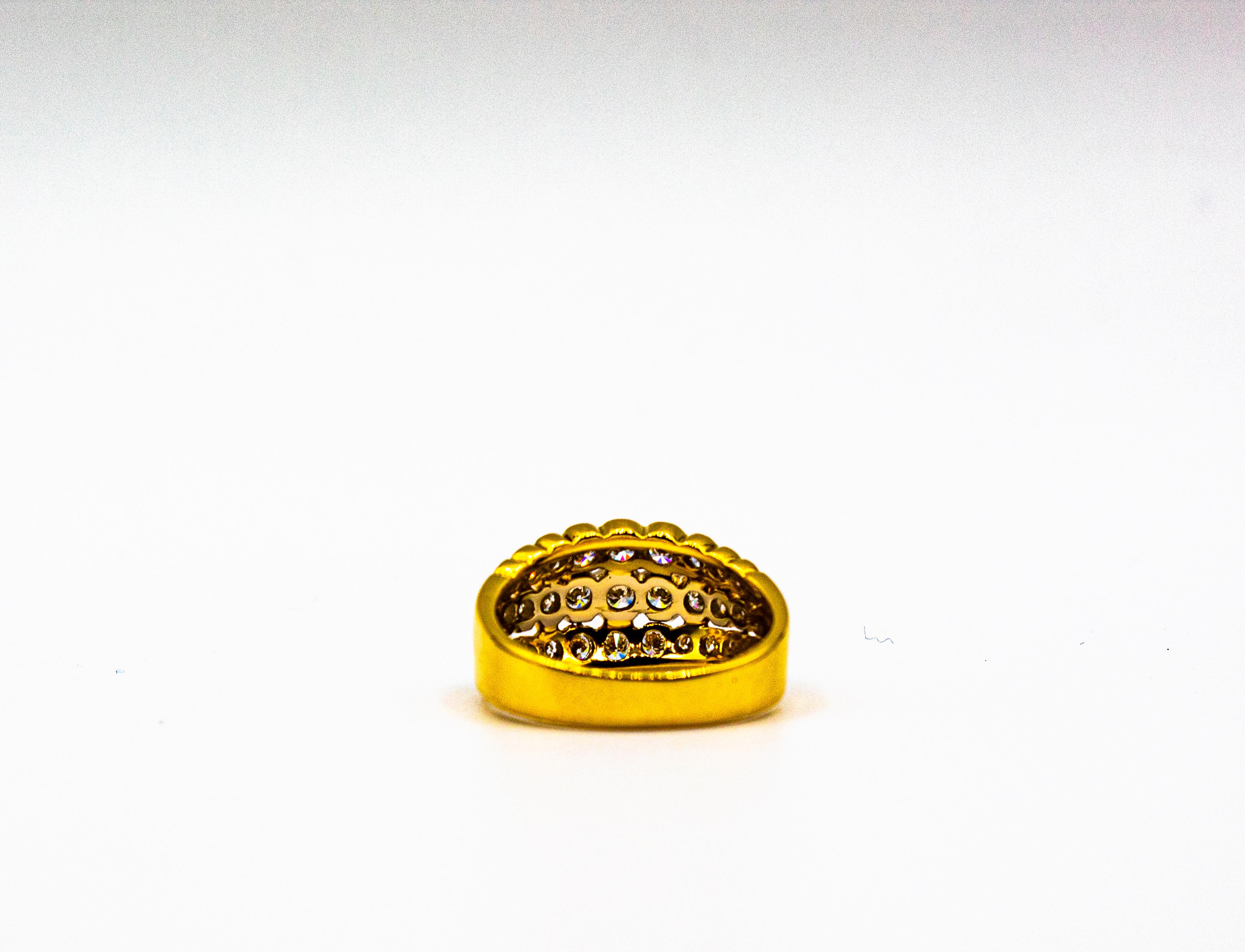 Art Deco Stil 0,80 Karat Weißer Brillantschliff Diamant Gelbgold Band Ring im Angebot 6