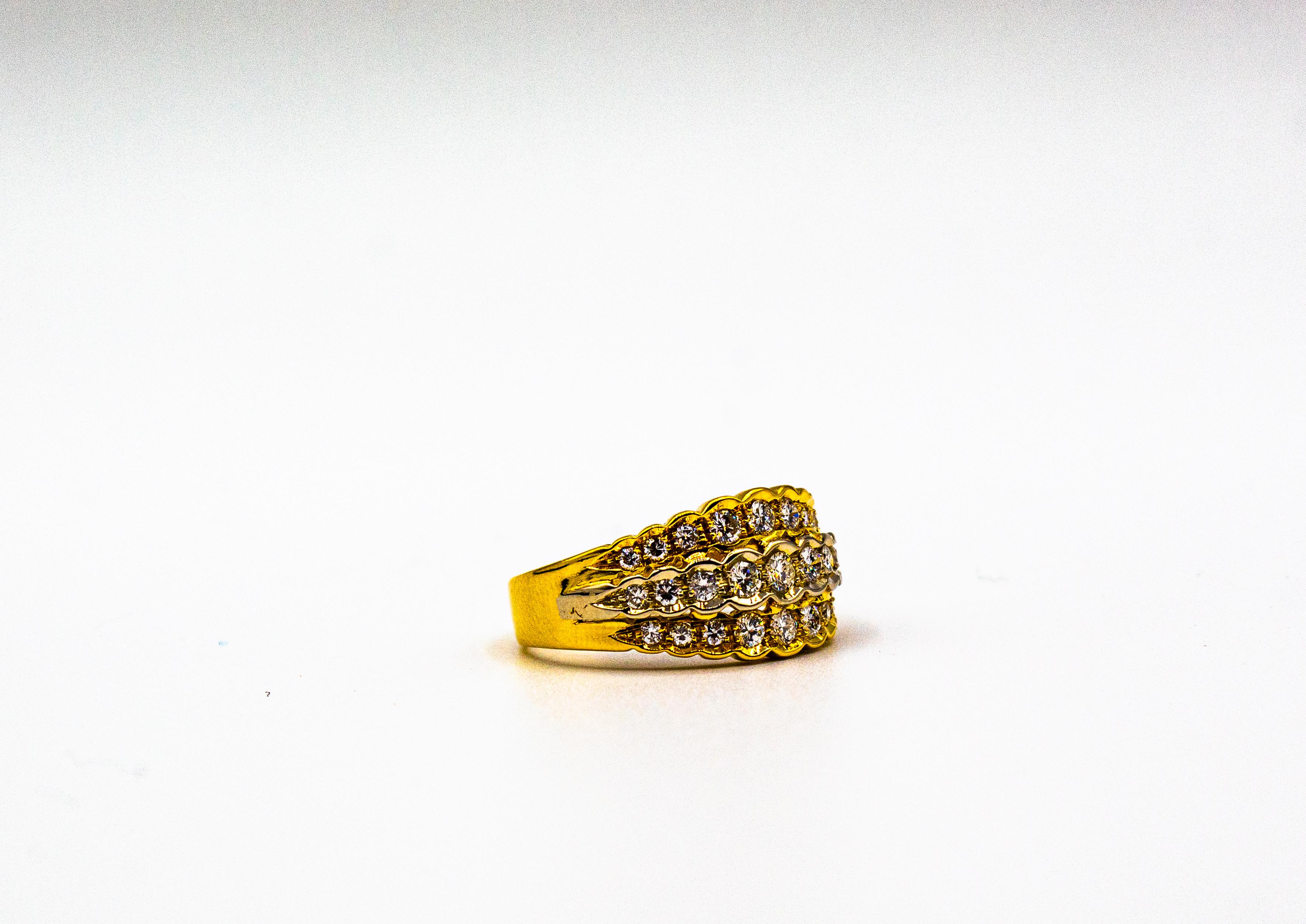 Art Deco Stil 0,80 Karat Weißer Brillantschliff Diamant Gelbgold Band Ring im Angebot 7