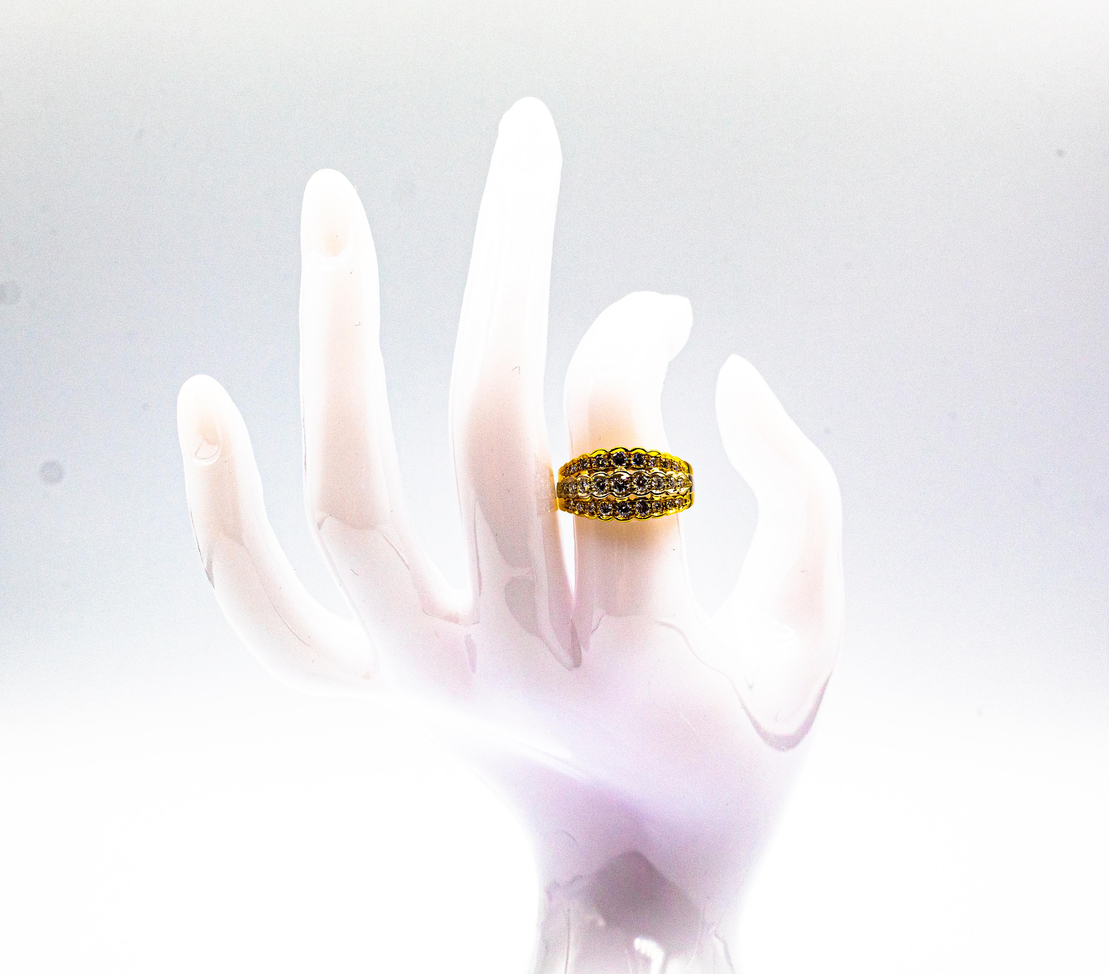 Art Deco Stil 0,80 Karat Weißer Brillantschliff Diamant Gelbgold Band Ring im Angebot 8