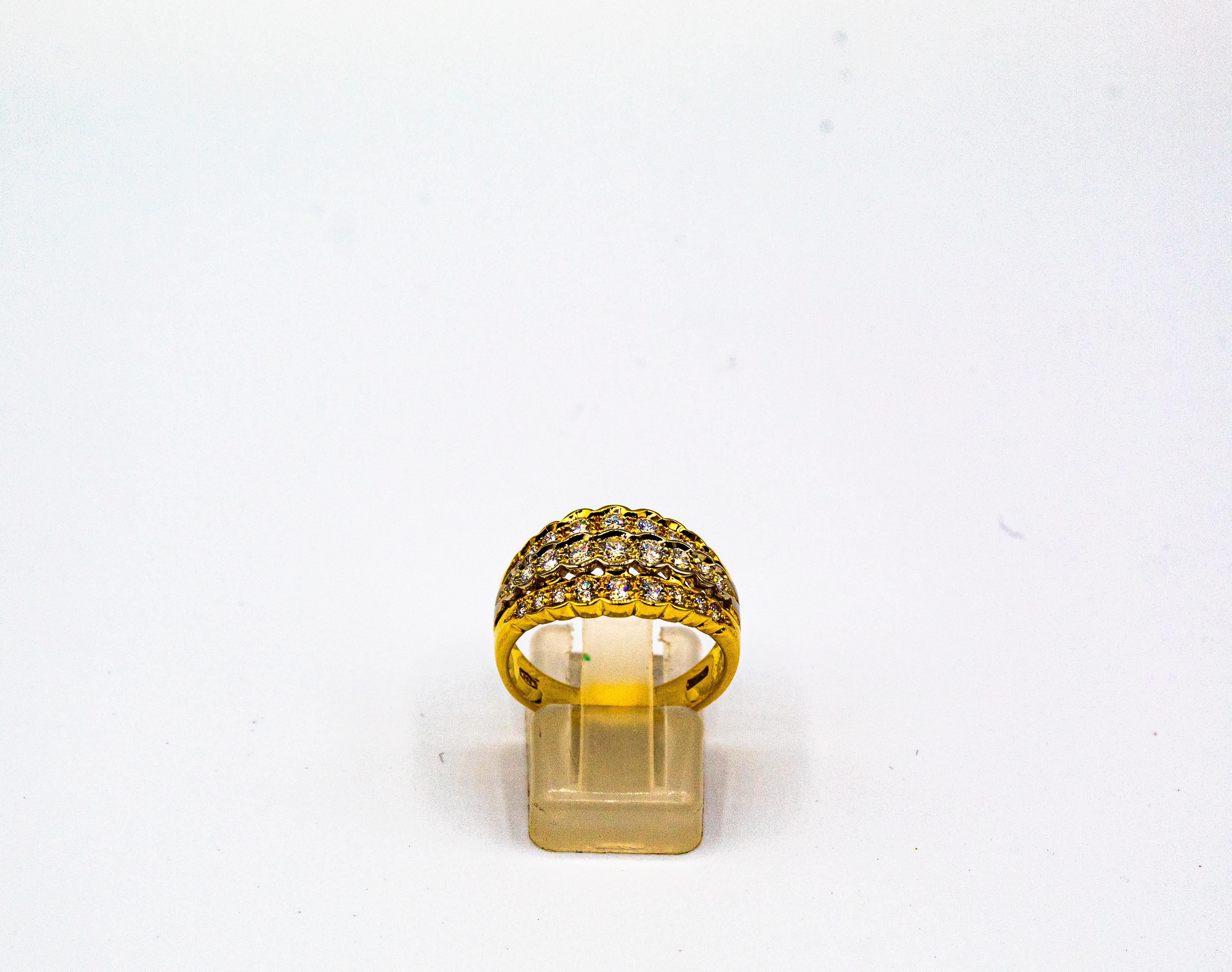 Art Deco Stil 0,80 Karat Weißer Brillantschliff Diamant Gelbgold Band Ring (Art déco) im Angebot