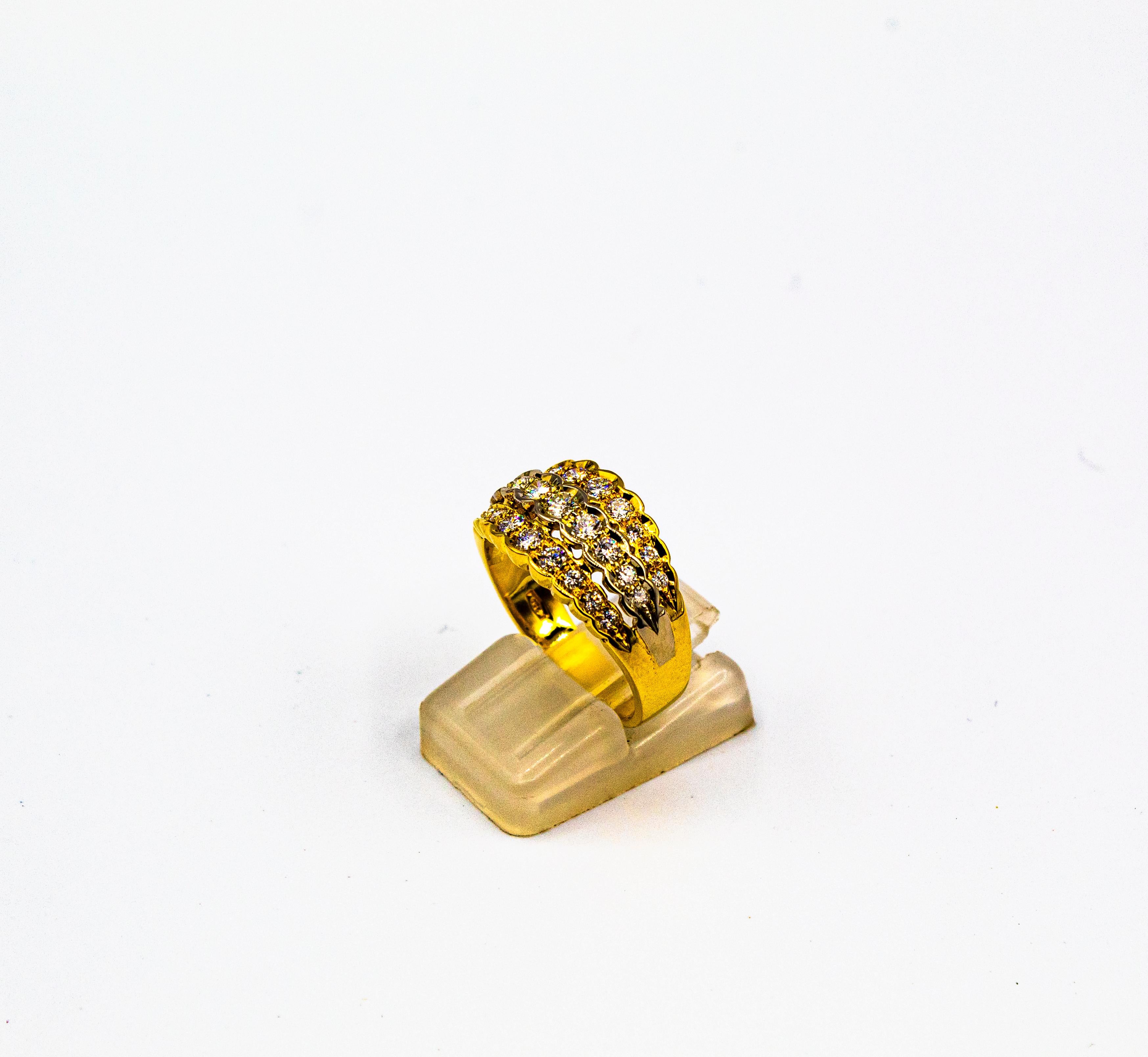 Art Deco Stil 0,80 Karat Weißer Brillantschliff Diamant Gelbgold Band Ring im Zustand „Neu“ im Angebot in Naples, IT