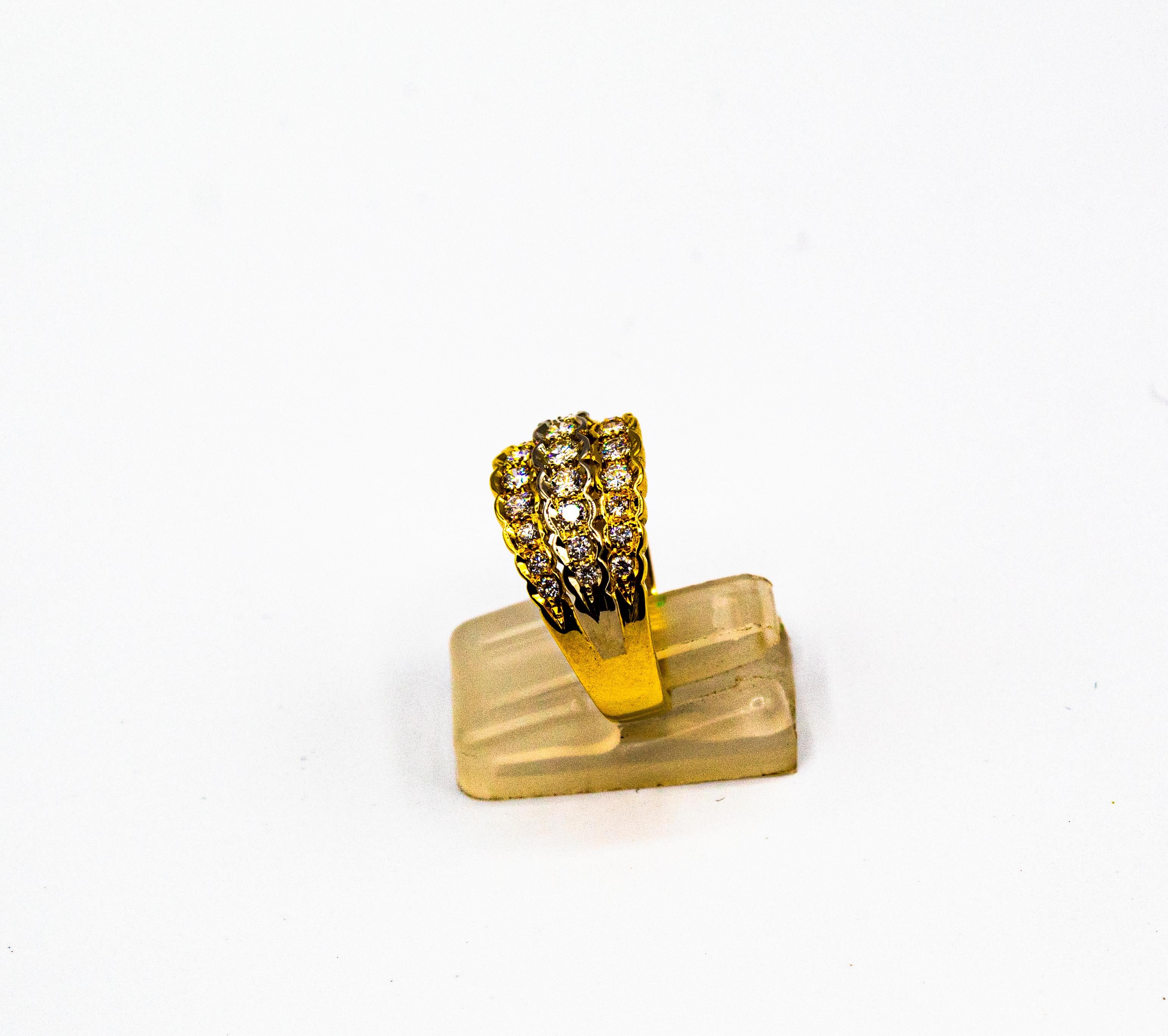 Art Deco Stil 0,80 Karat Weißer Brillantschliff Diamant Gelbgold Band Ring für Damen oder Herren im Angebot