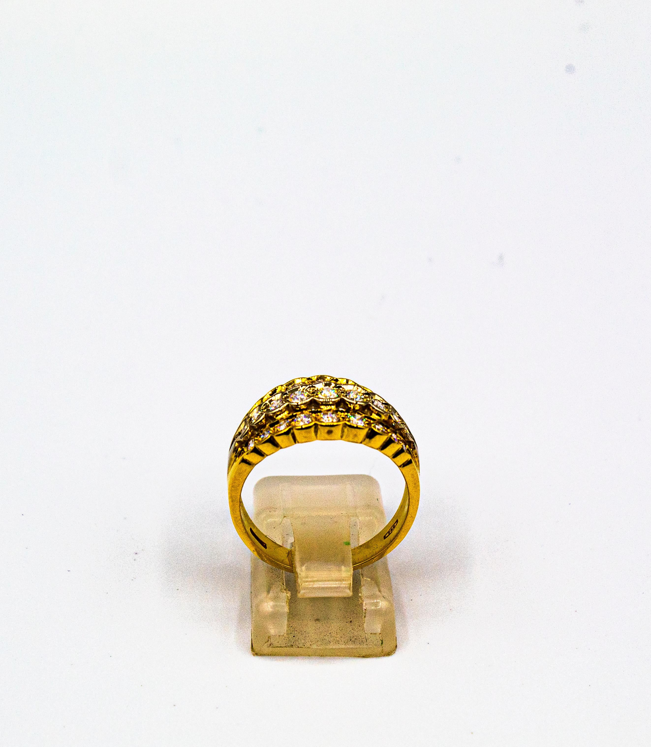 Art Deco Style 0.80 Carat White Brilliant Cut Diamond Yellow Gold Band Ring For Sale 2