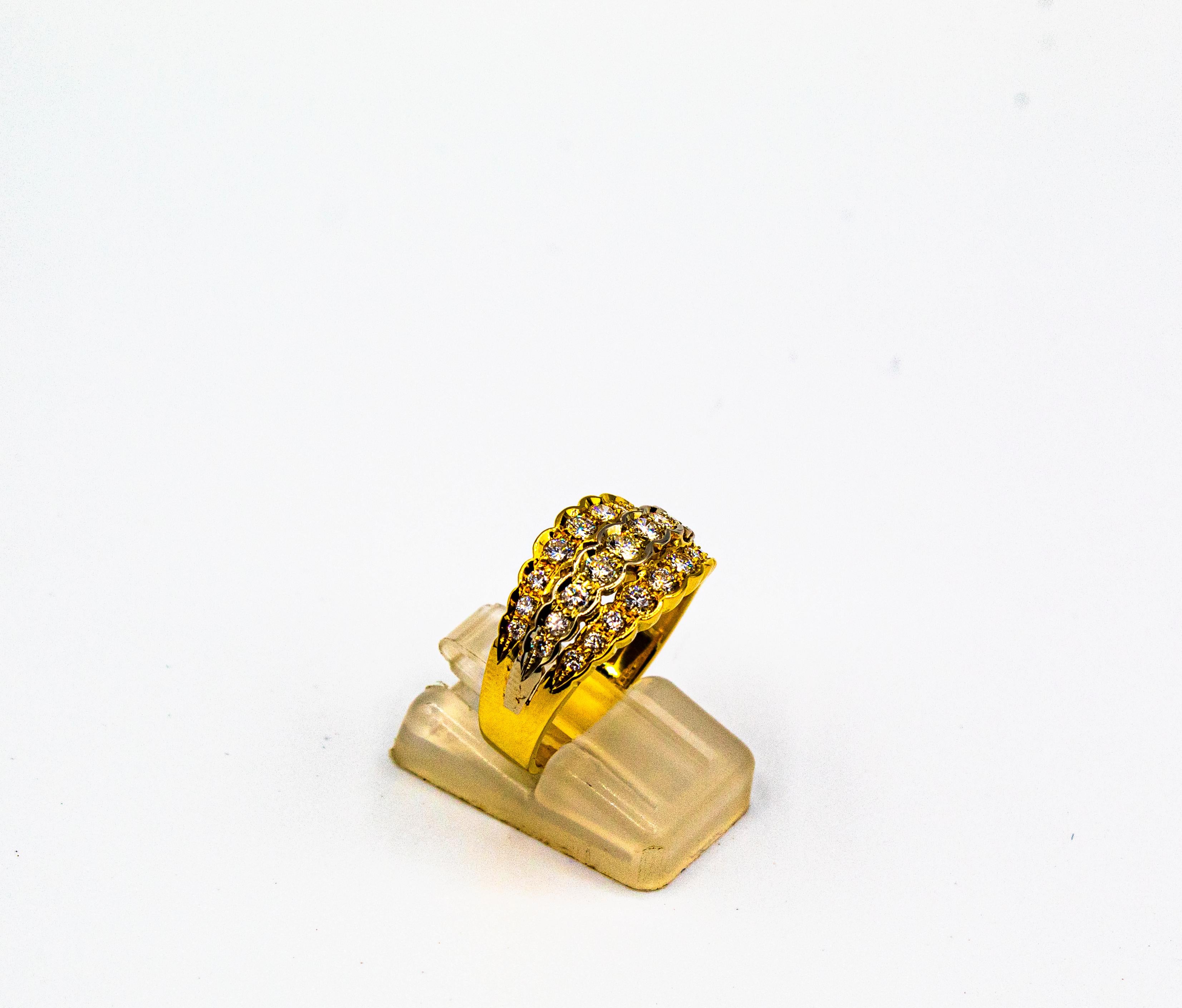 Art Deco Stil 0,80 Karat Weißer Brillantschliff Diamant Gelbgold Band Ring im Angebot 2