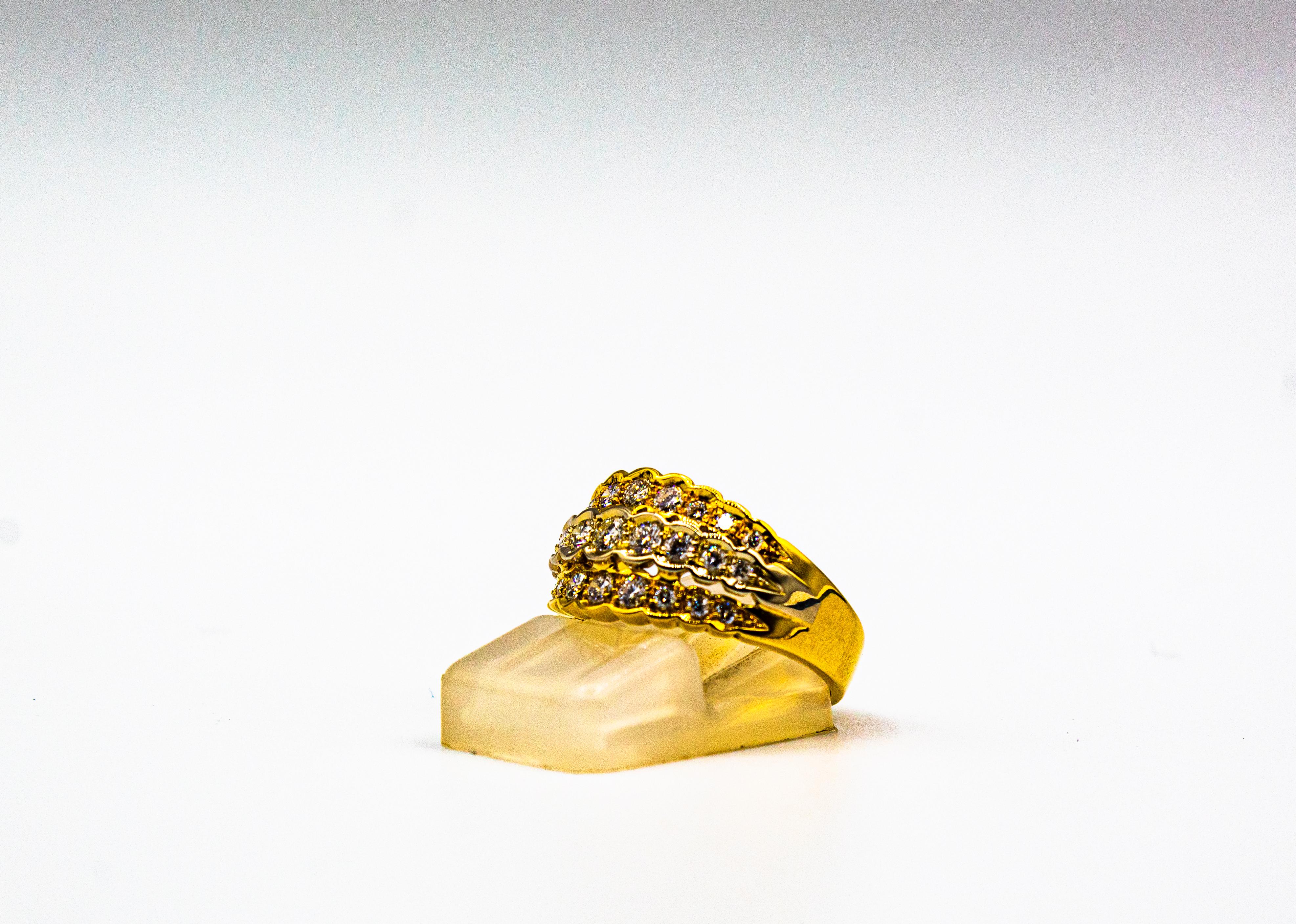 Art Deco Stil 0,80 Karat Weißer Brillantschliff Diamant Gelbgold Band Ring im Angebot 4