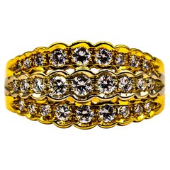Vintage Art Deco Style 0.80 Carat White Brilliant Cut Diamond Yellow Gold Band Ring