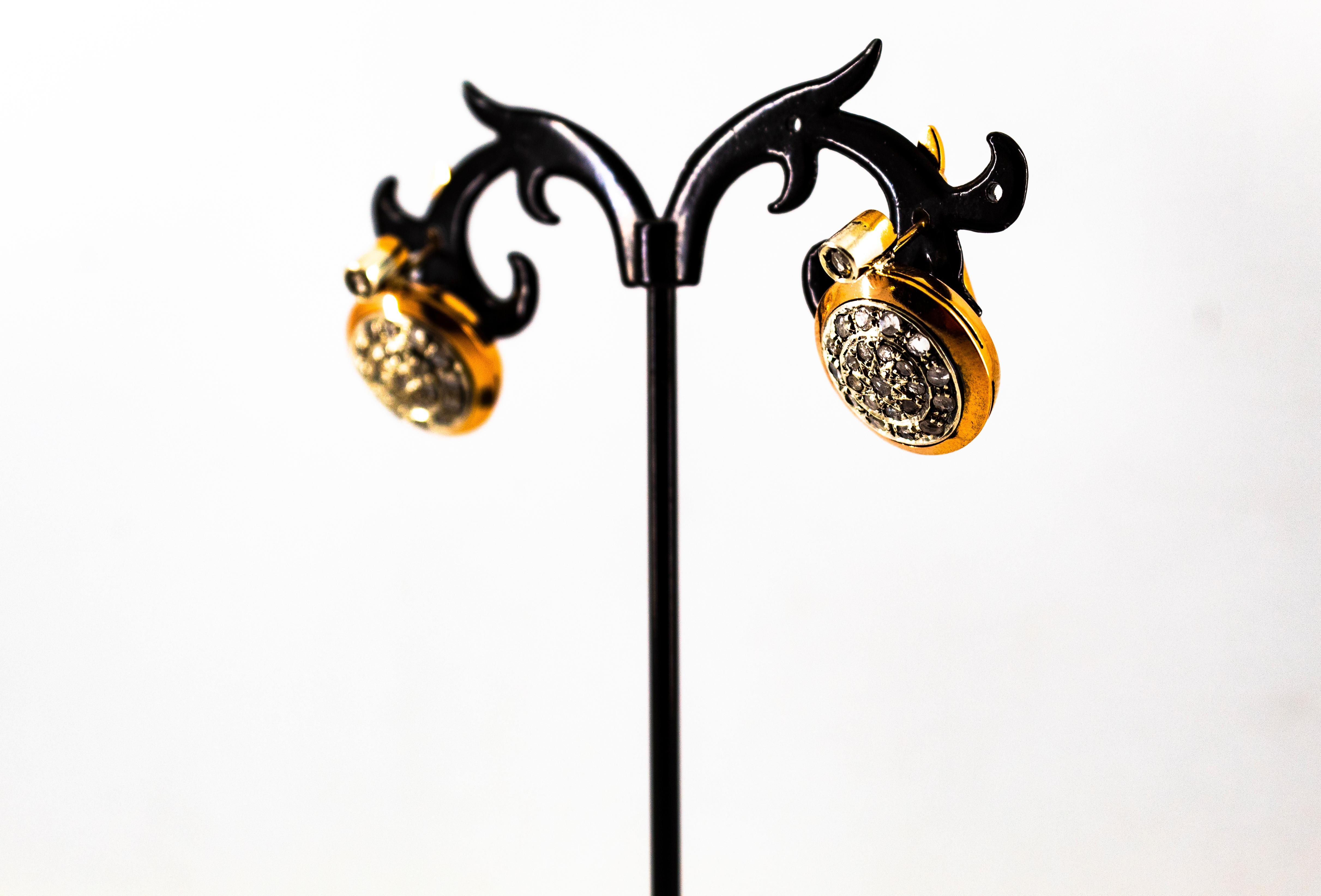 Art Deco Style 0.80 Carat White Rose Cut Diamond Yellow Gold Dangle Earrings For Sale 6