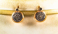 Art Deco Style 0.80 Carat White Rose Cut Diamond Yellow Gold Dangle Earrings