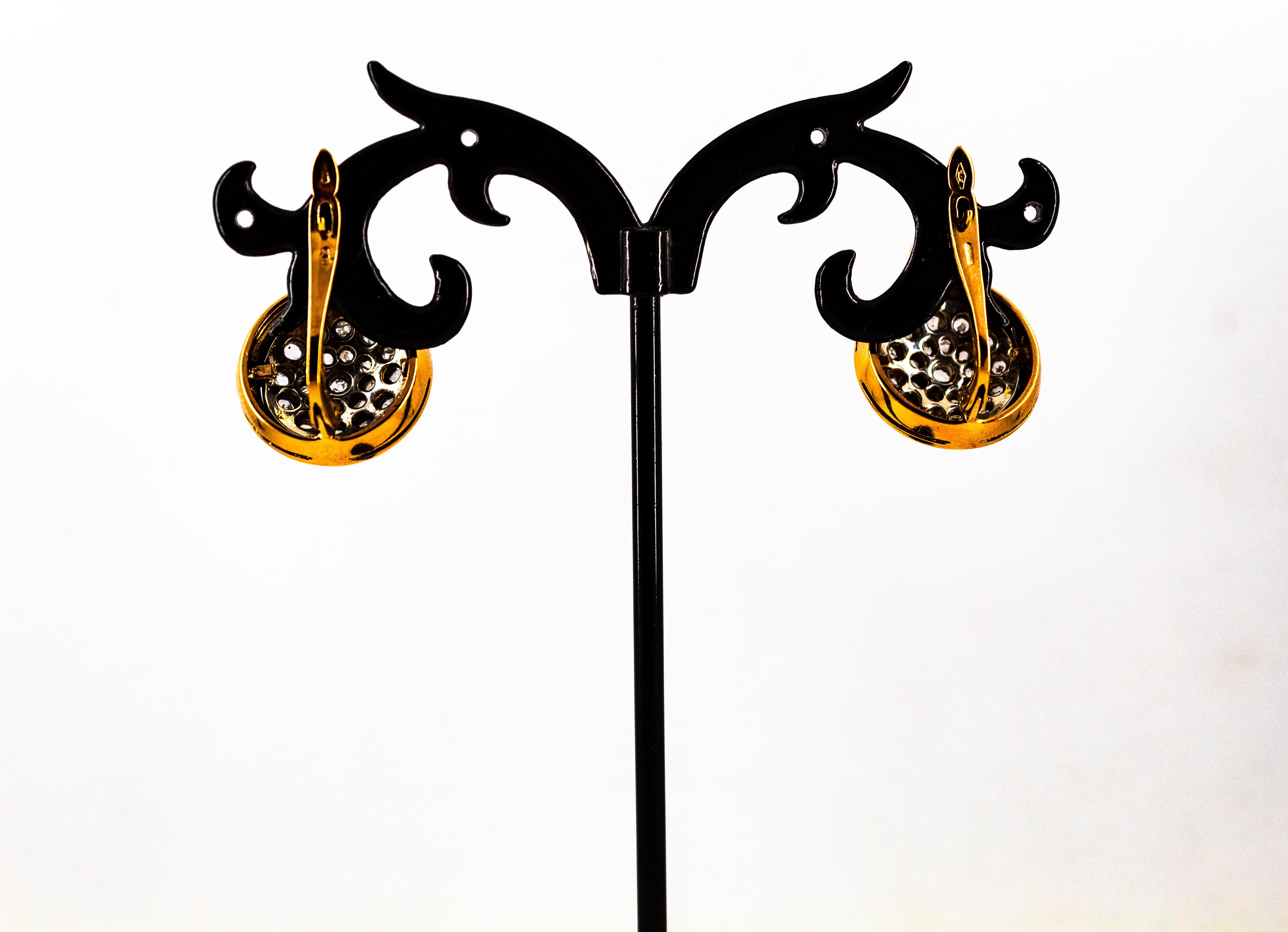 Art Deco Style 0.80 Carat White Rose Cut Diamond Yellow Gold Dangle Earrings For Sale 5
