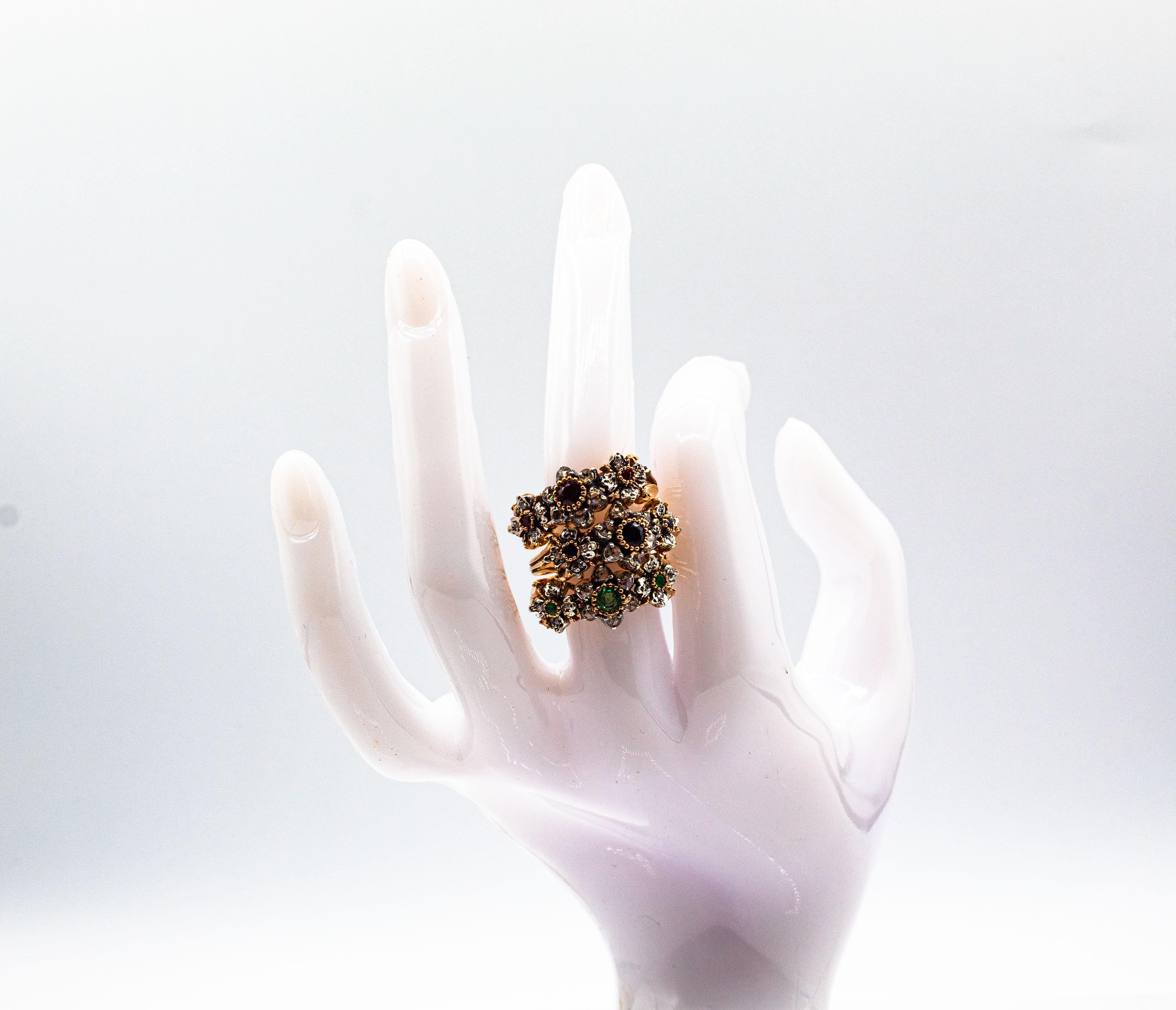 Bague jonc de style Art déco en or jaune avec diamant blanc 0,82 carat et saphir bleu en vente 11