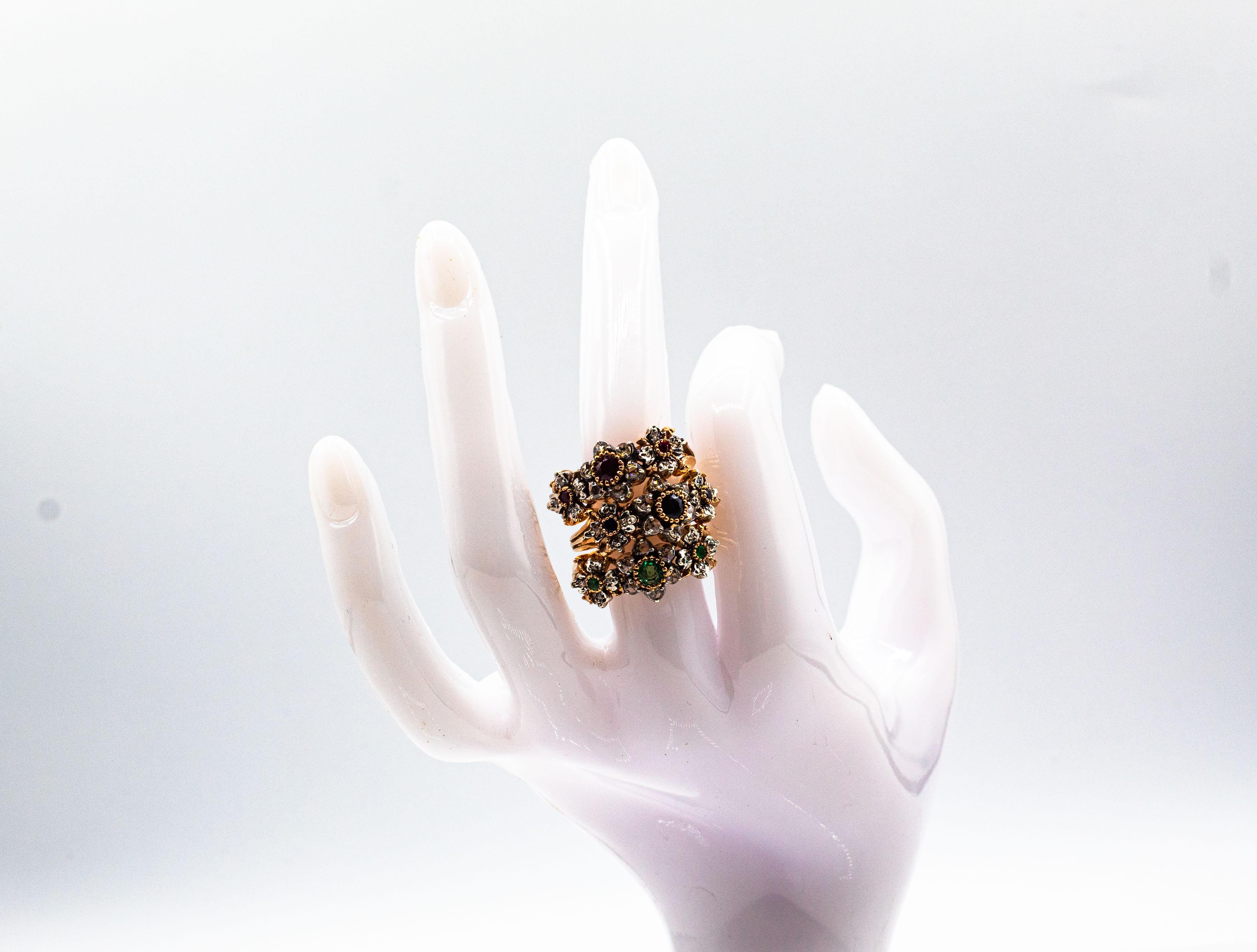 Bague jonc de style Art déco en or jaune avec diamant blanc 0,82 carat et saphir bleu en vente 12